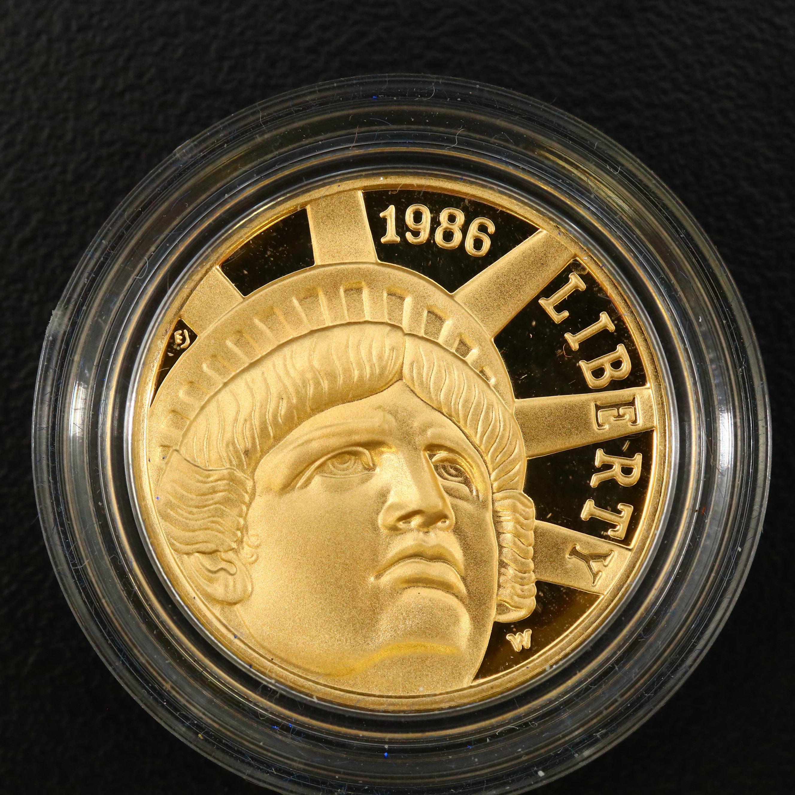 1986-statue-of-liberty-proof-5-gold-commemorative-coin-ebth
