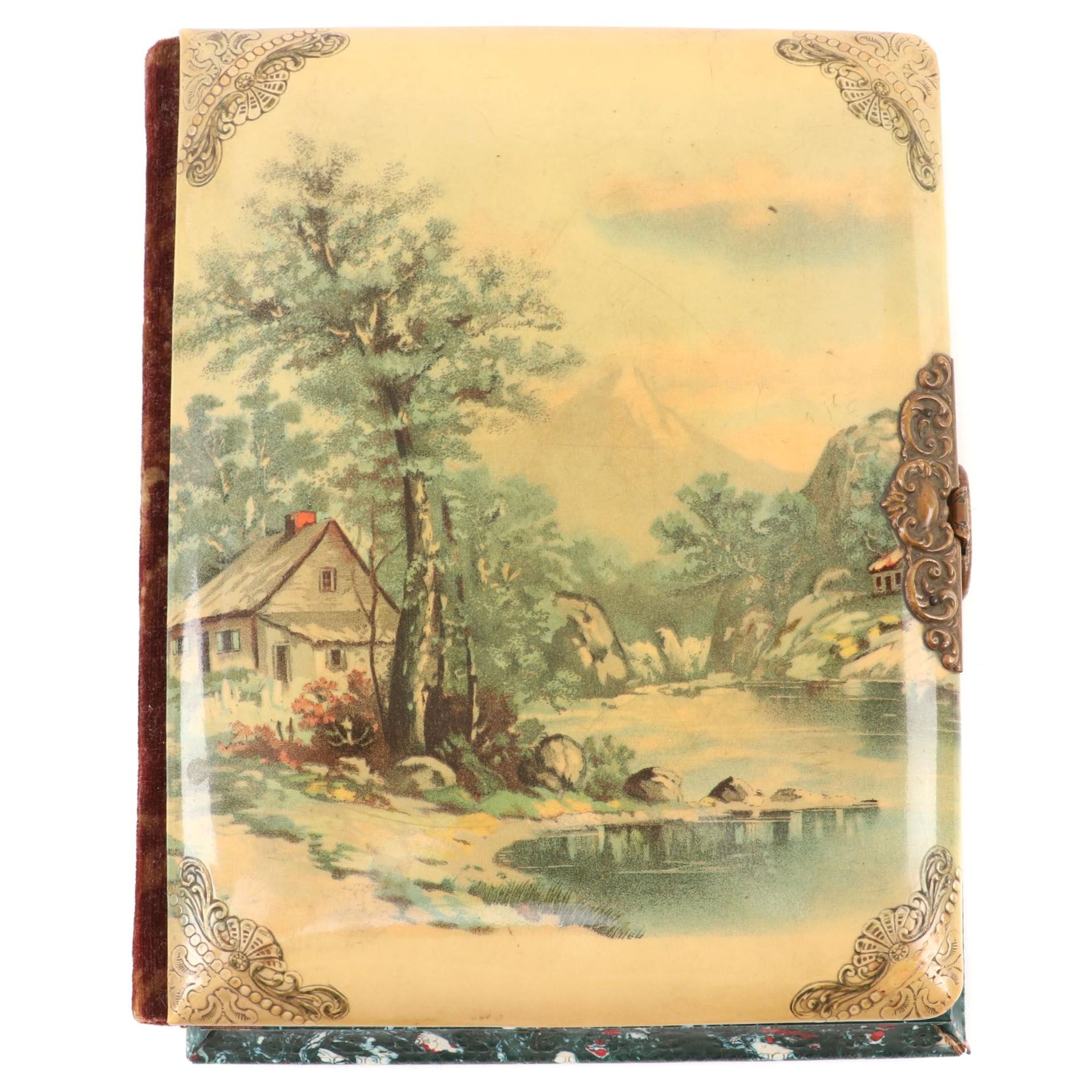 Victorian Music Box Celluloid Album with Photographs, Late 19th Century EBTH