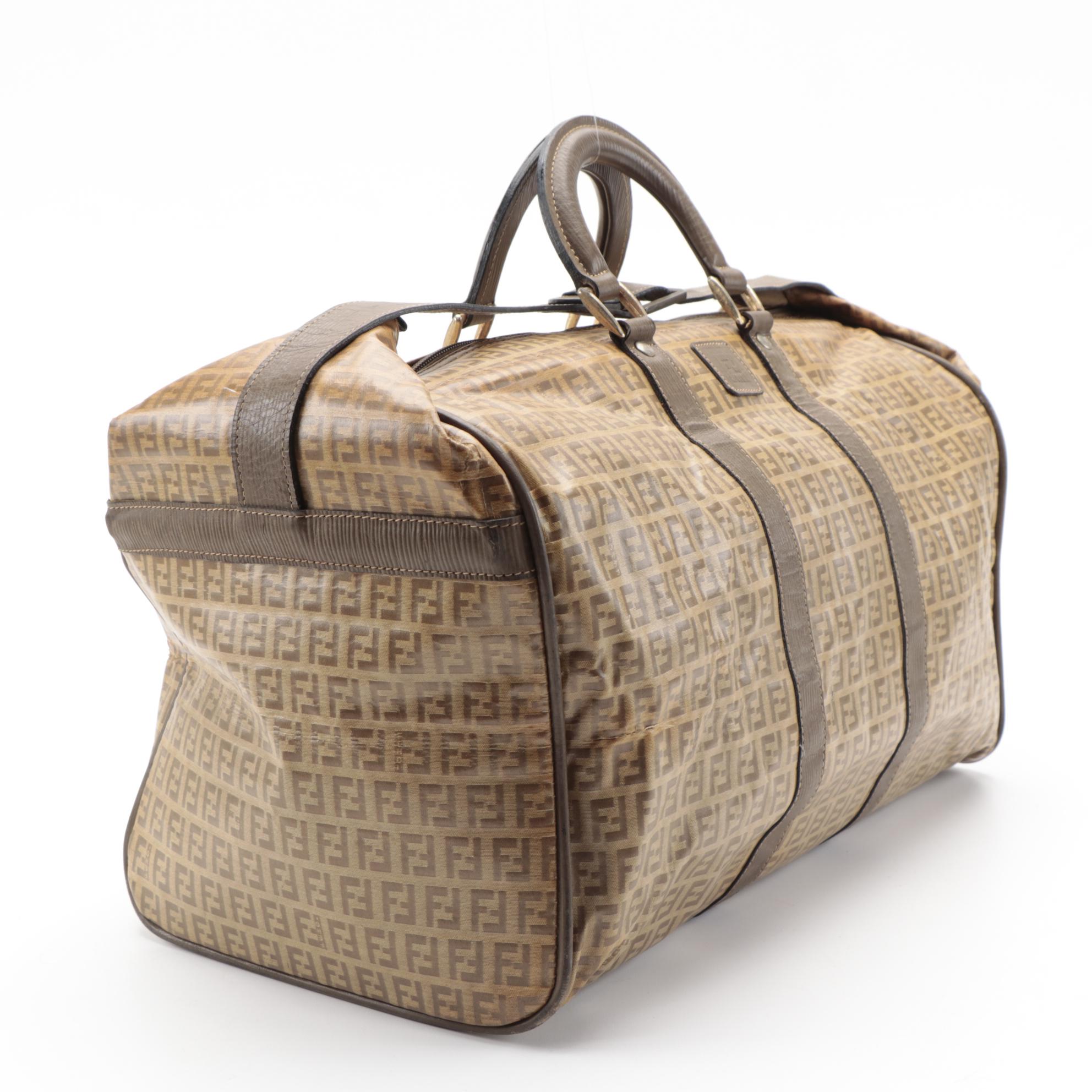 Fendi Duffle Bag in Zucchino Jacquard and Leather Trim EBTH