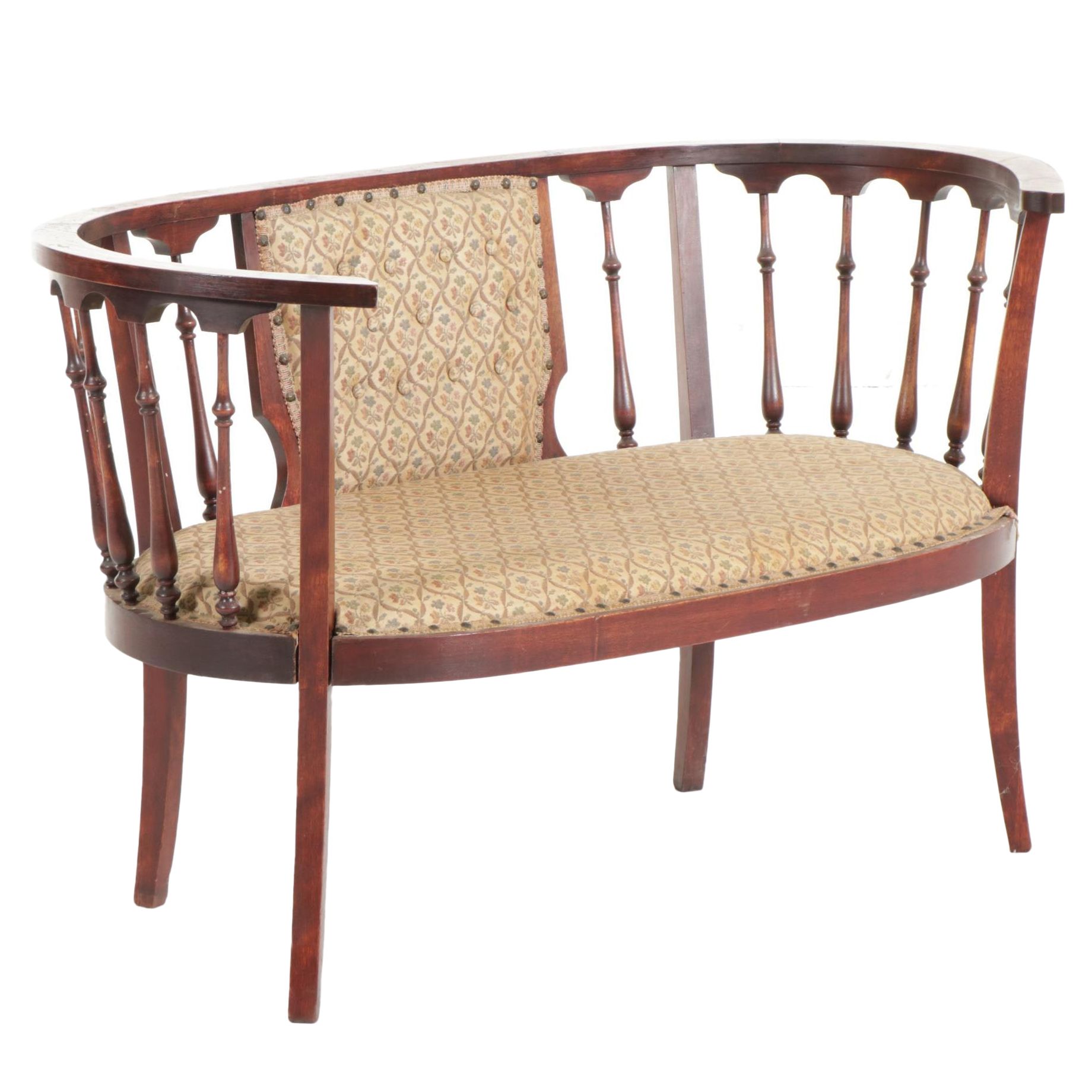 Edwardian SpindleBack Mahogany Settee, Early 20th Century EBTH