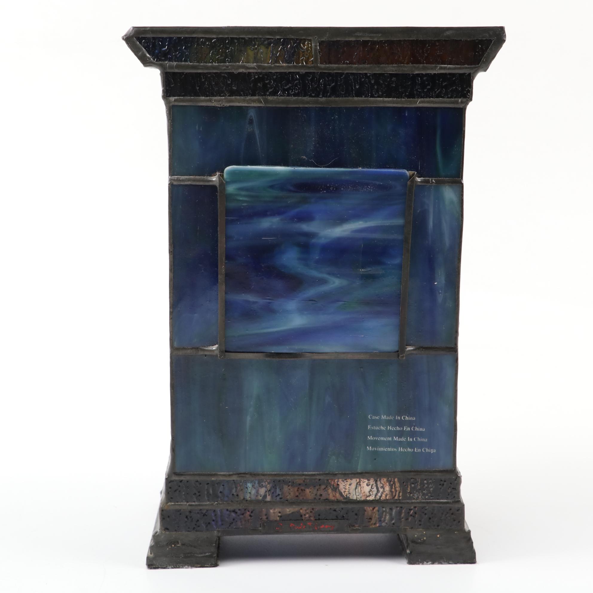 Dale Tiffany Stained Glass Light Up Desk Clock EBTH