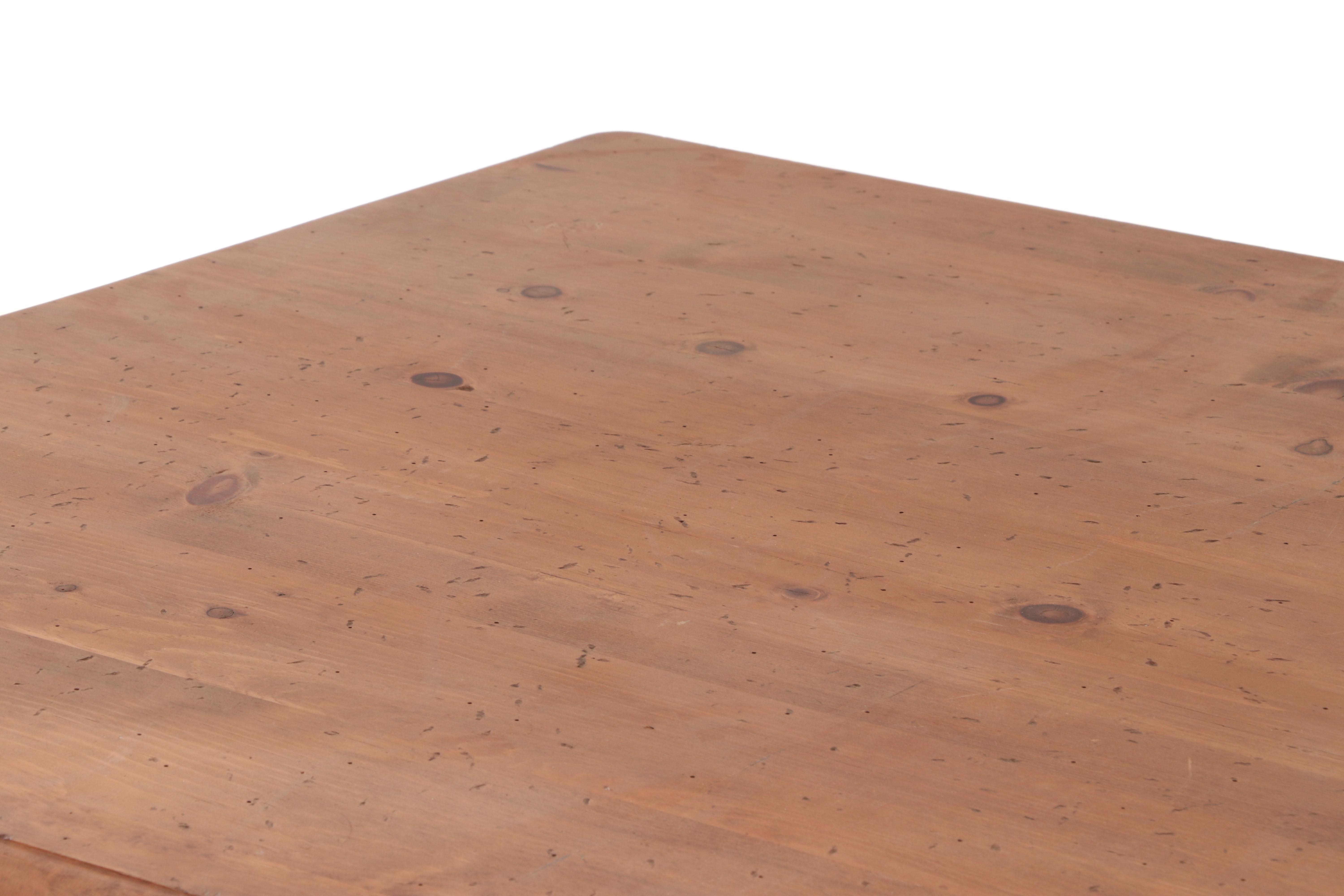 Distressed Pine Table with Scrolled Wrought Iron Base EBTH