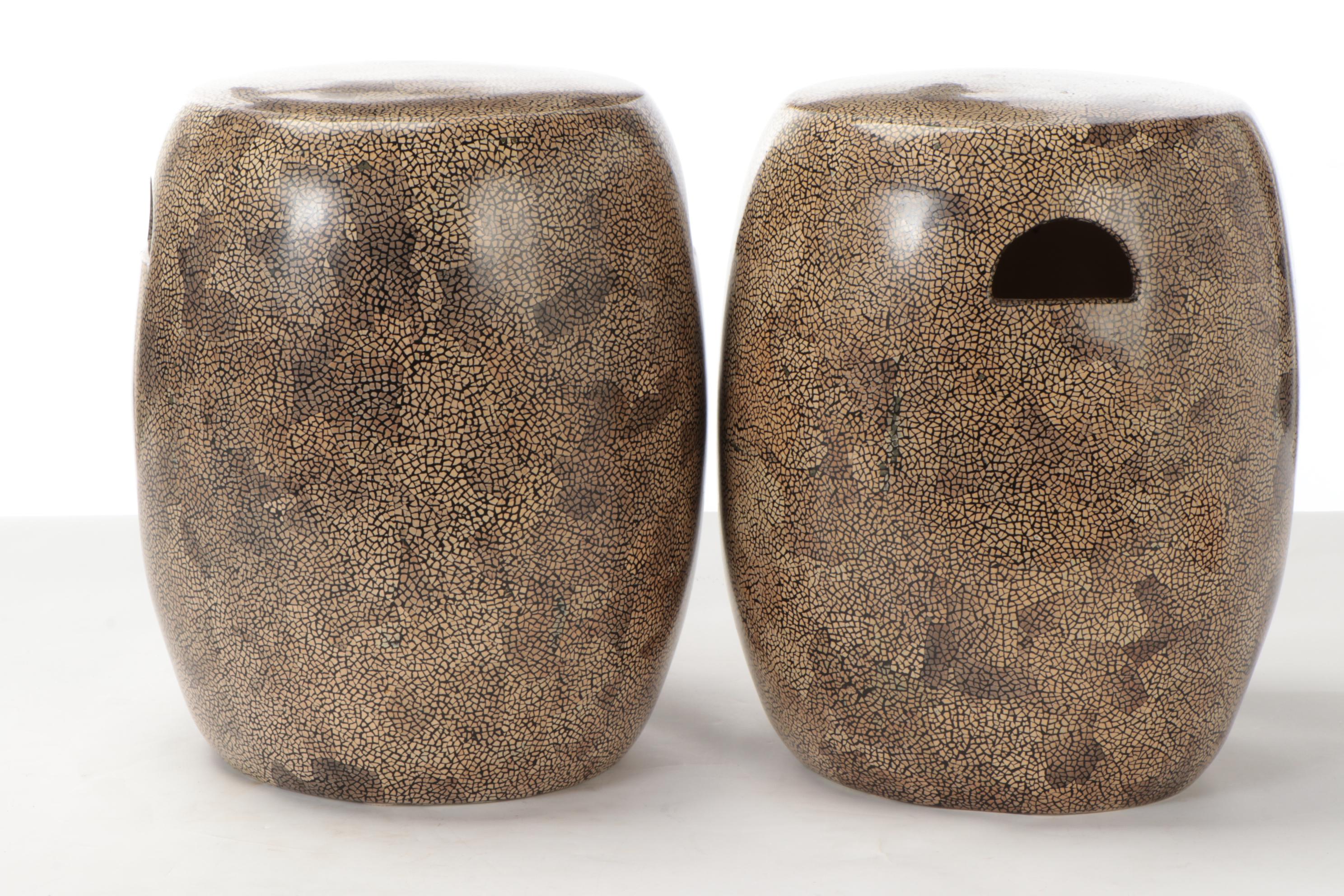 Pair of Vietnamese Eggshell LacquerGlazed Ceramic Garden Stools EBTH
