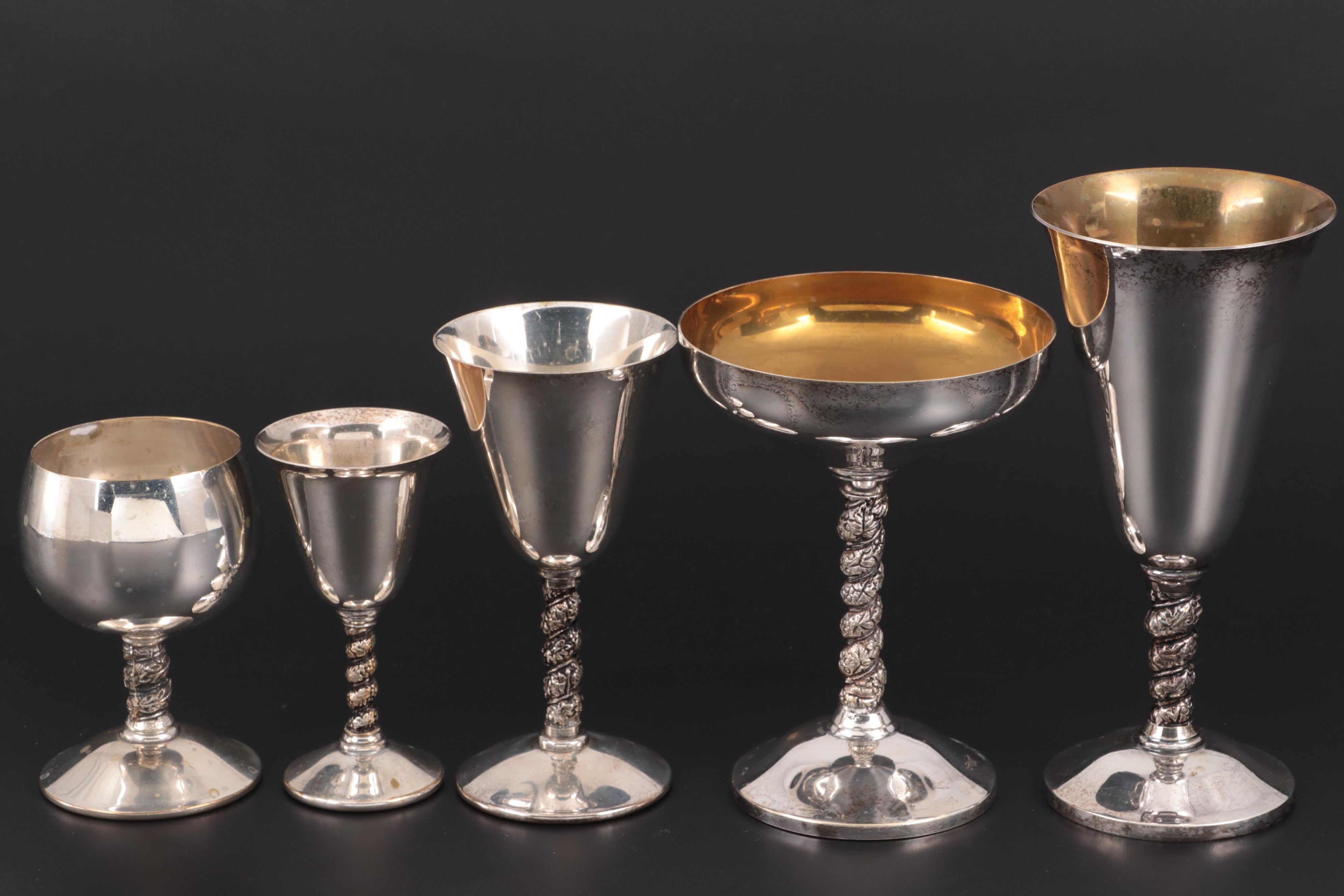 Mid Century Modern Spanish Silver Plated Grape and Vine Stemware EBTH