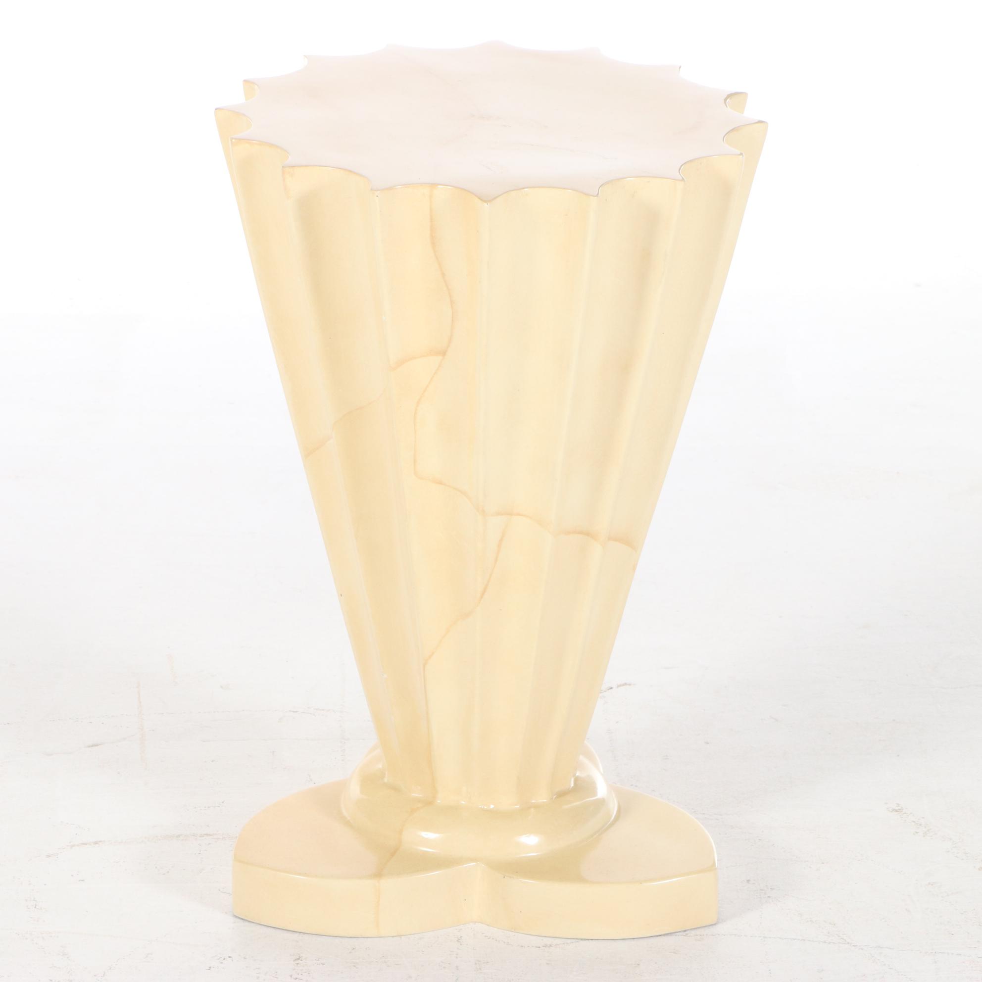 Fluted Pedestal Table with Marbleized Finish EBTH