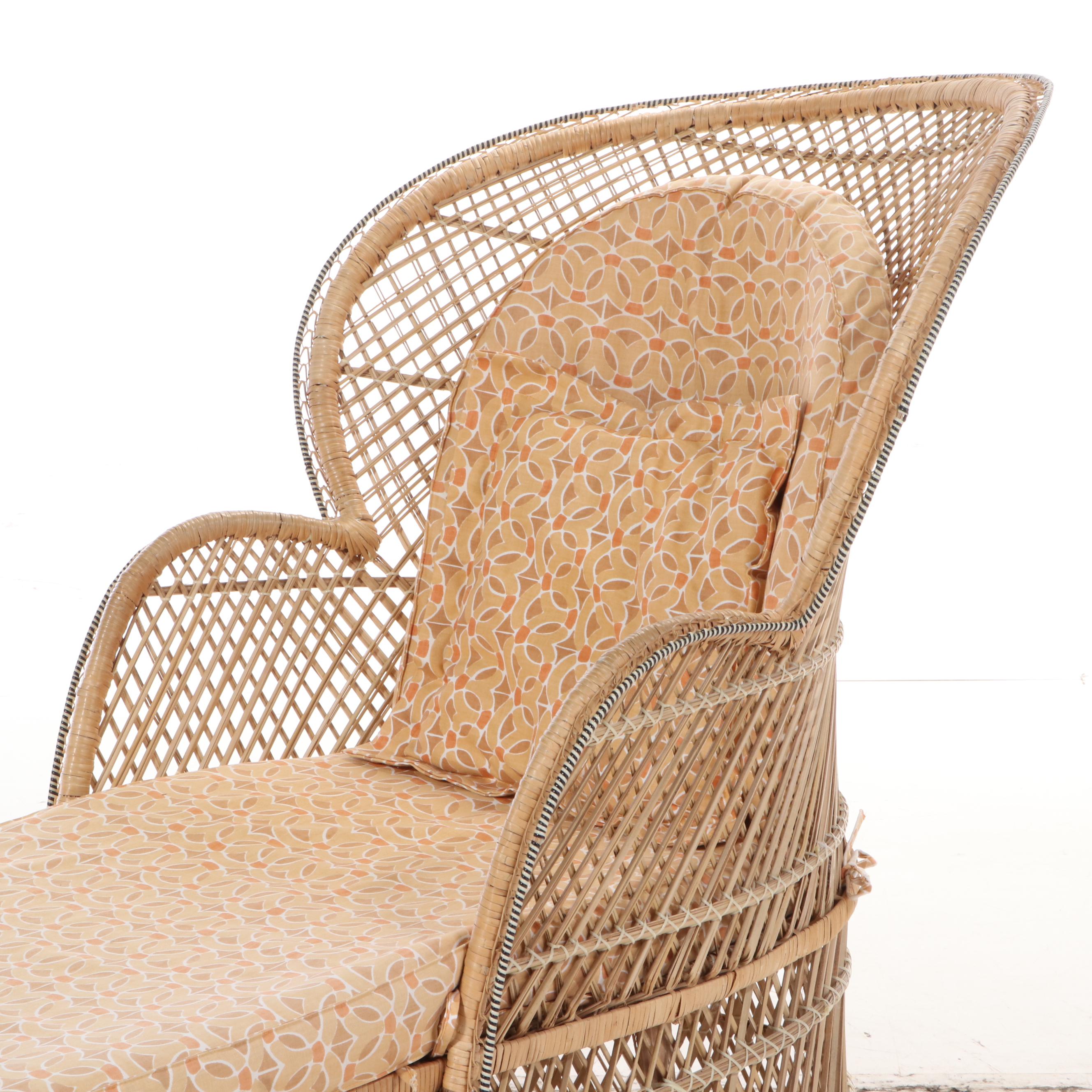 Peacock Back Rattan Chaise Lounge Chair EBTH