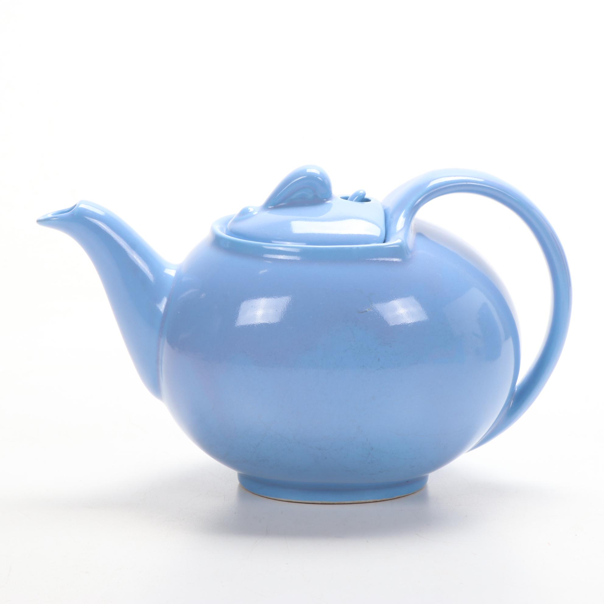 Hall Ceramic Periwinkle Pitcher and Sky Blue Teapot, Mid to Late 20th