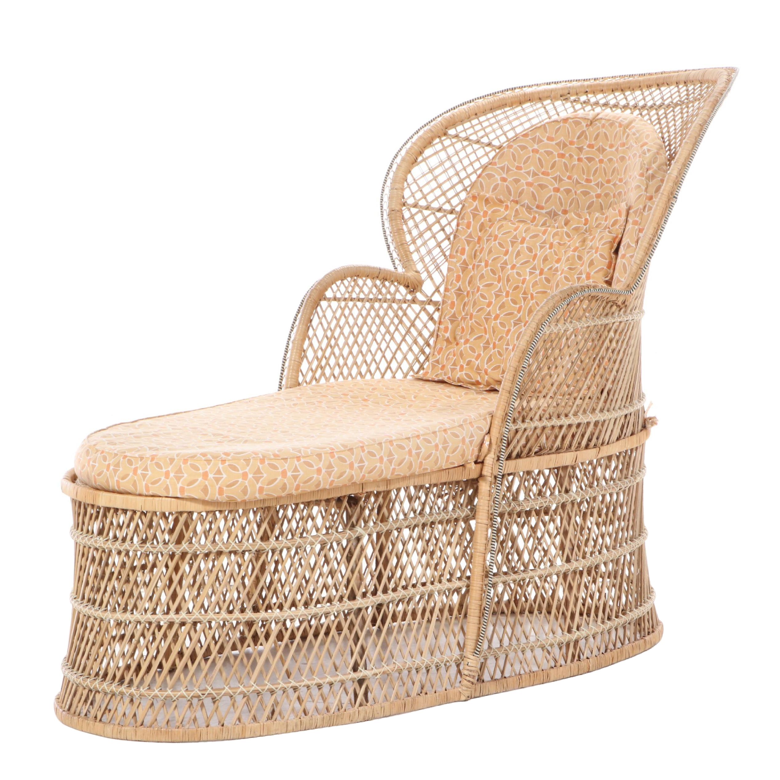 Peacock Back Rattan Chaise Lounge Chair EBTH