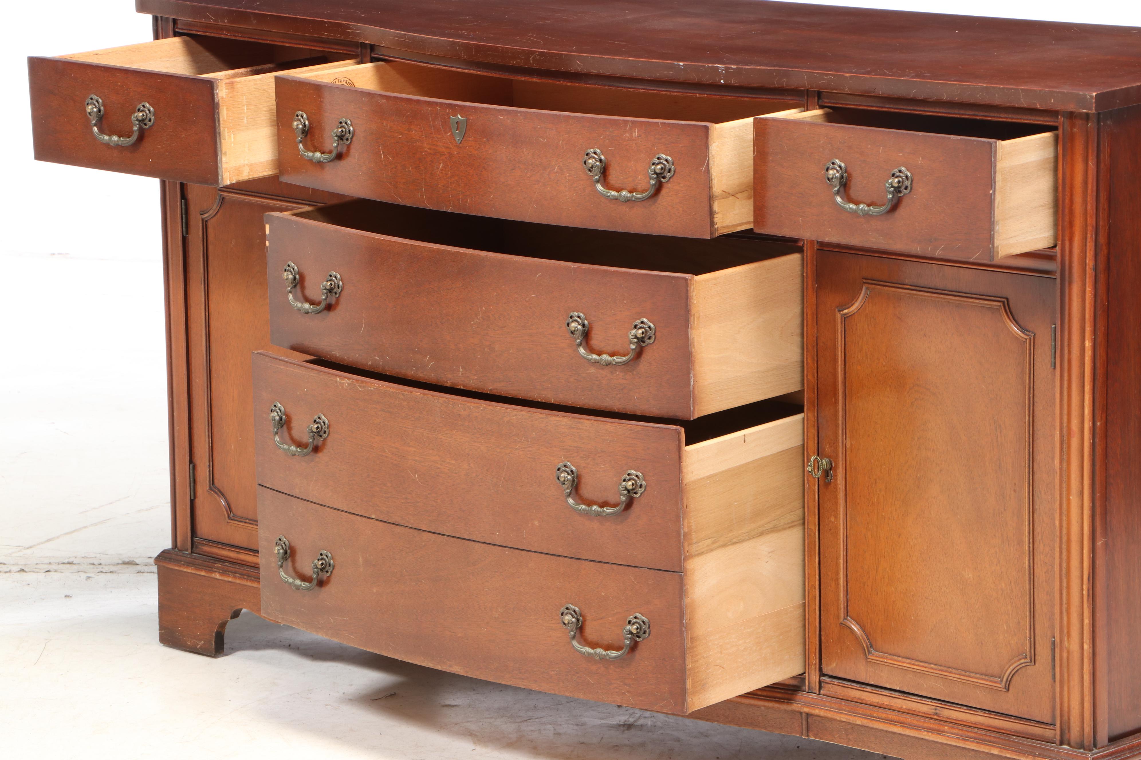 Bassett Furniture Industries Federal Style Bow Front Cherry Finished