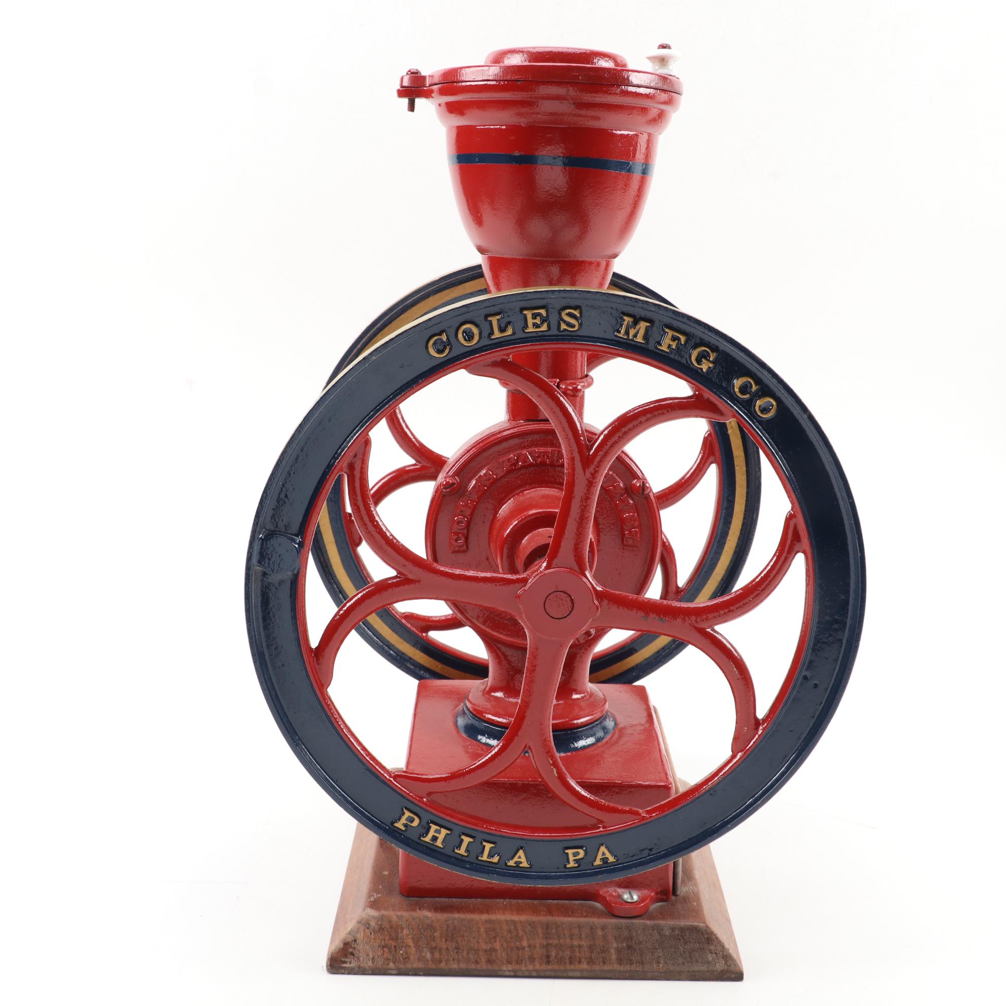 Coles Mfg. Co. Painted Cast Iron Coffee Grinder Mill, Early 20th C. EBTH