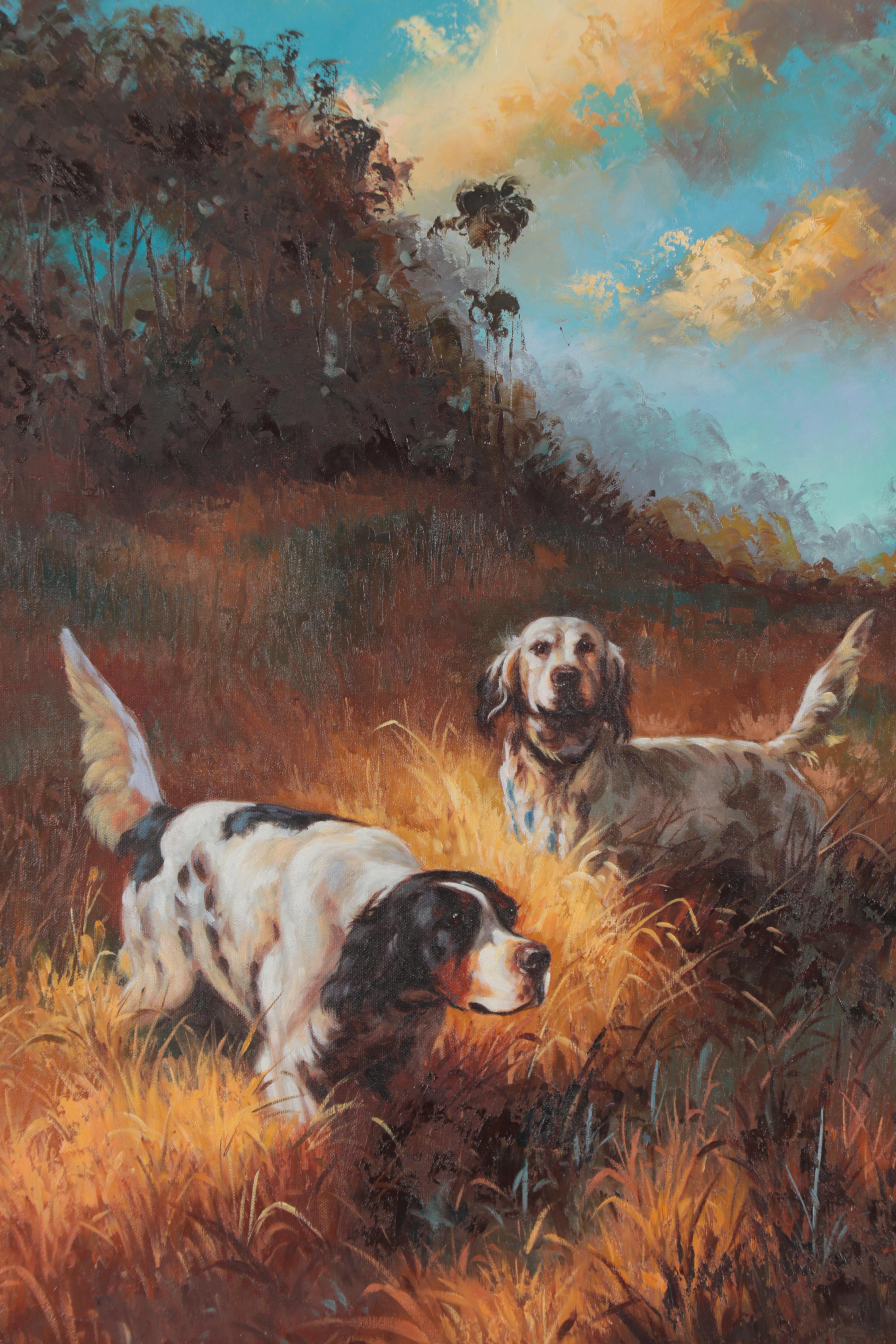 Oil Painting after K. Rizo of Hunting Dog, Late 20th Century | EBTH