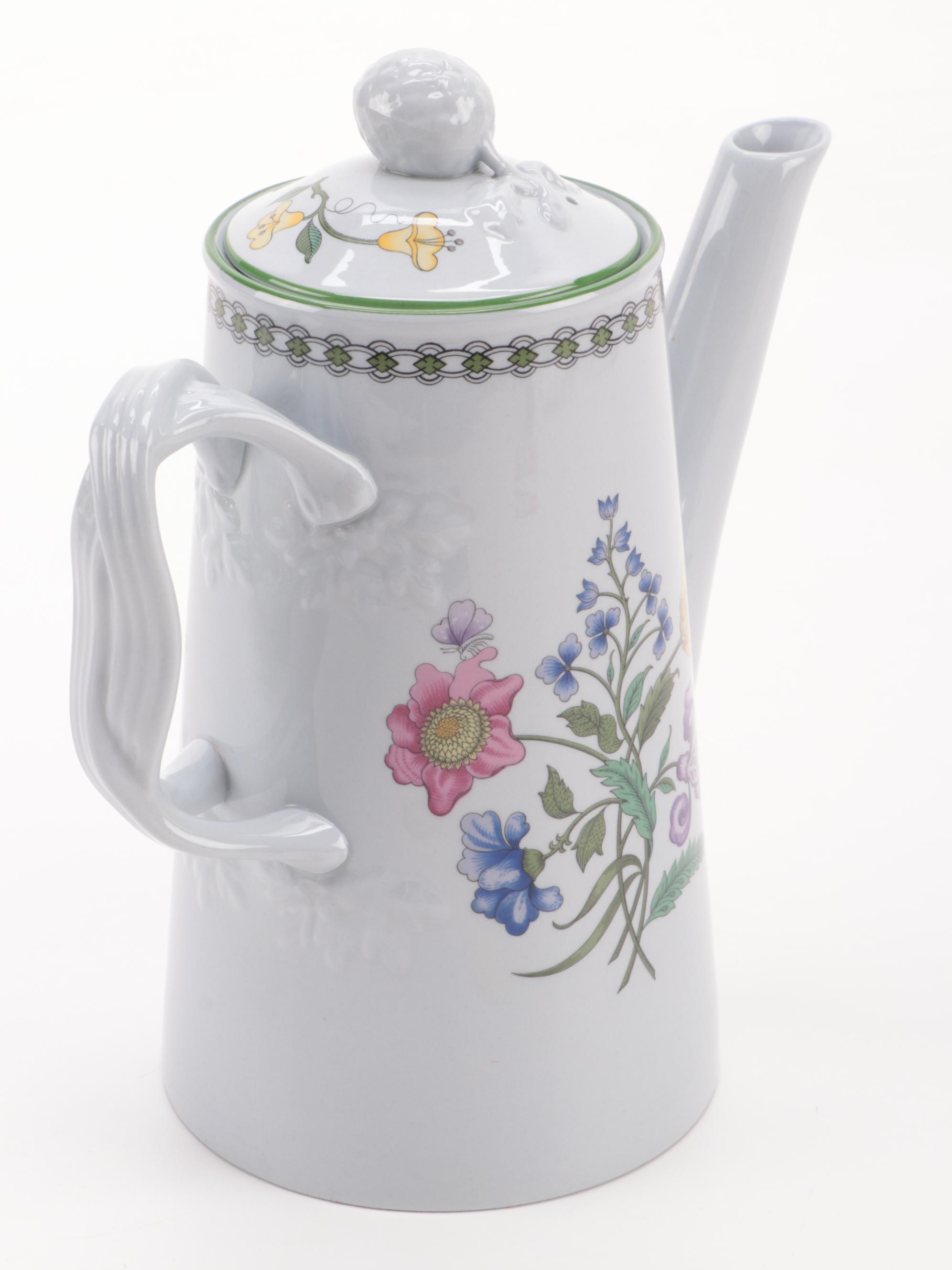 Spode "Summer Palace" Coffee Pot, Cups and Saucers and Cake Plates EBTH