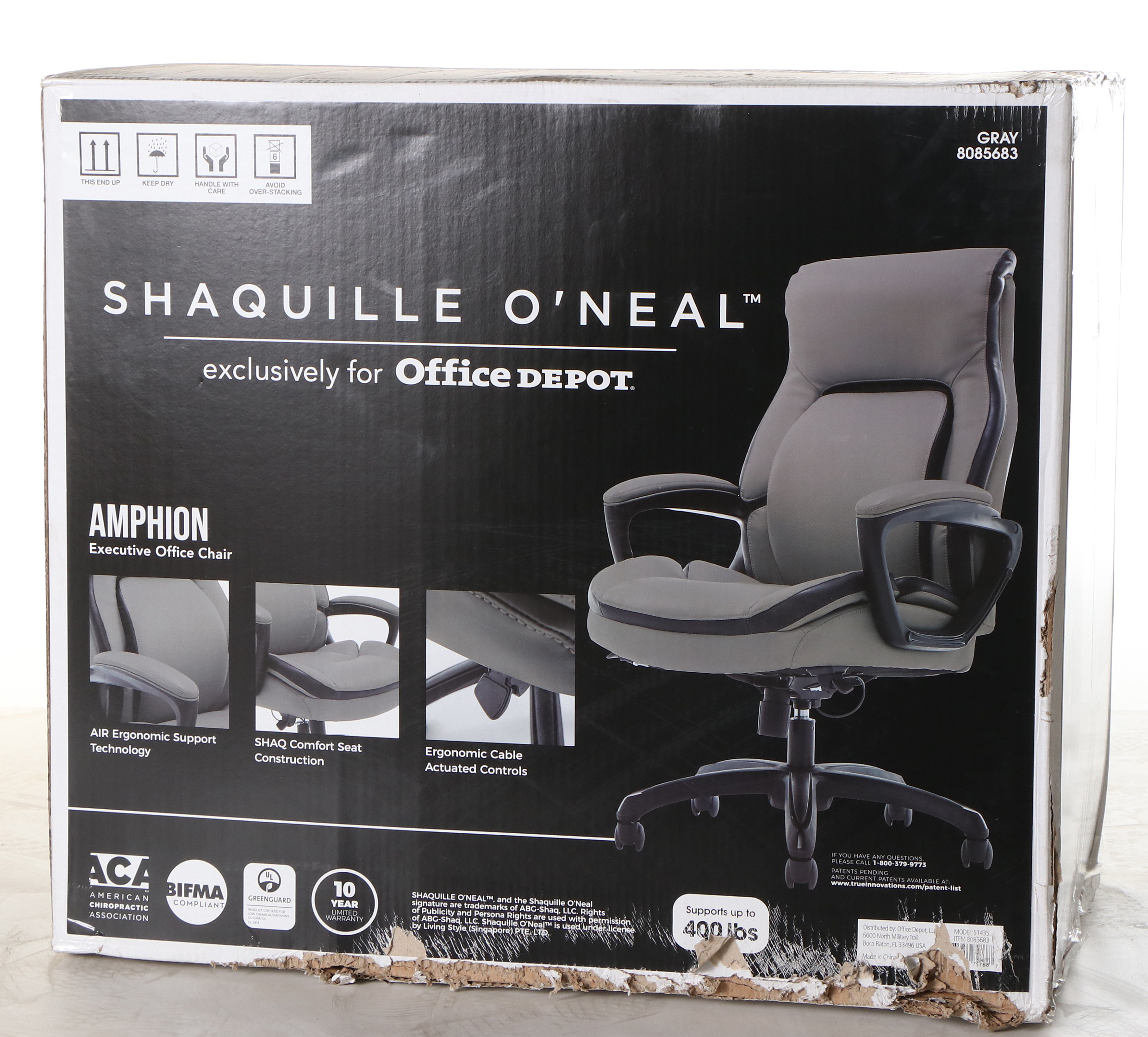 Shaquille O'Neal "Amphion" Grey Bonded Leather HighBack Executive