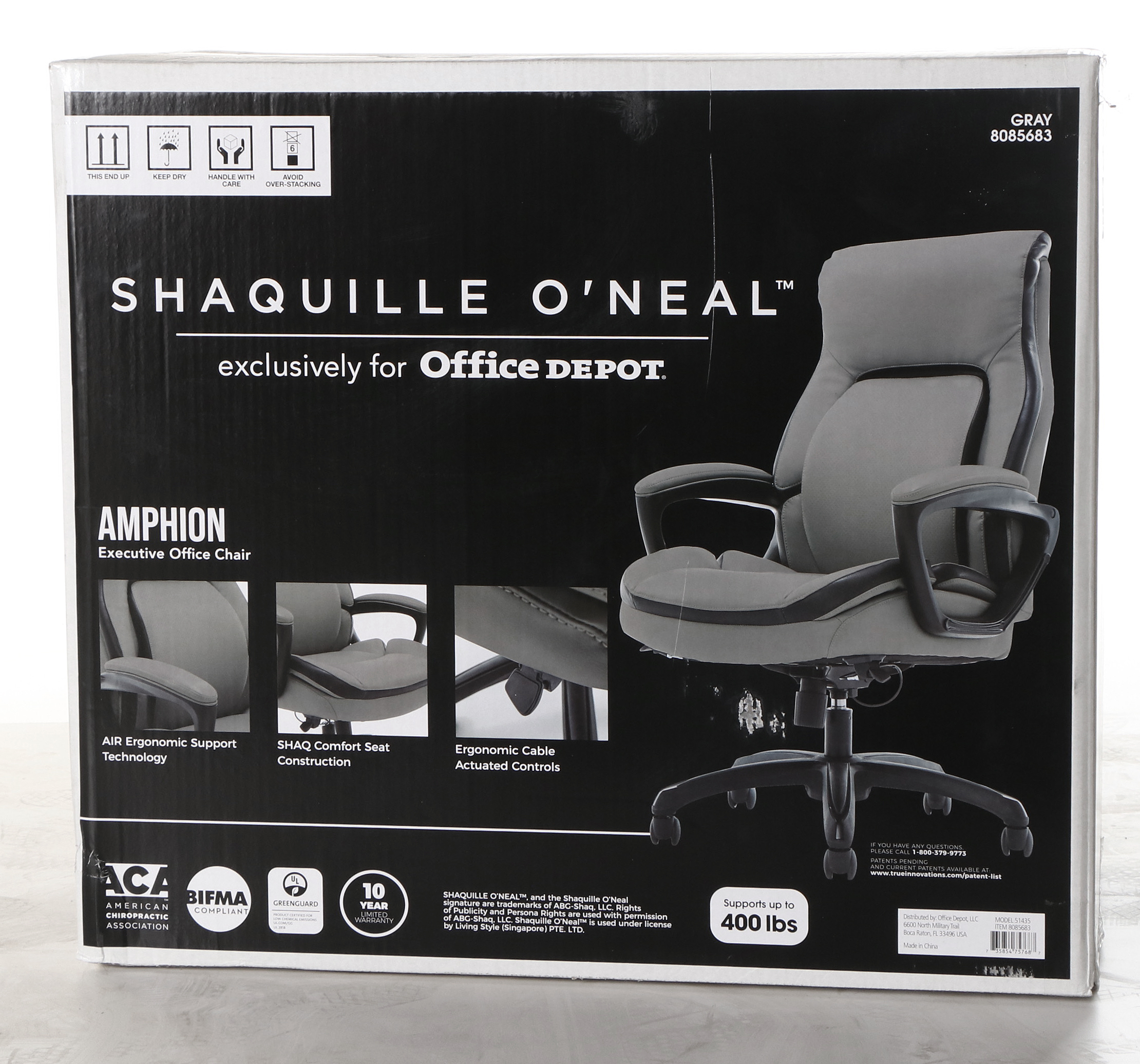 Shaquille O'Neal "Amphion" Grey Bonded Leather HighBack Executive