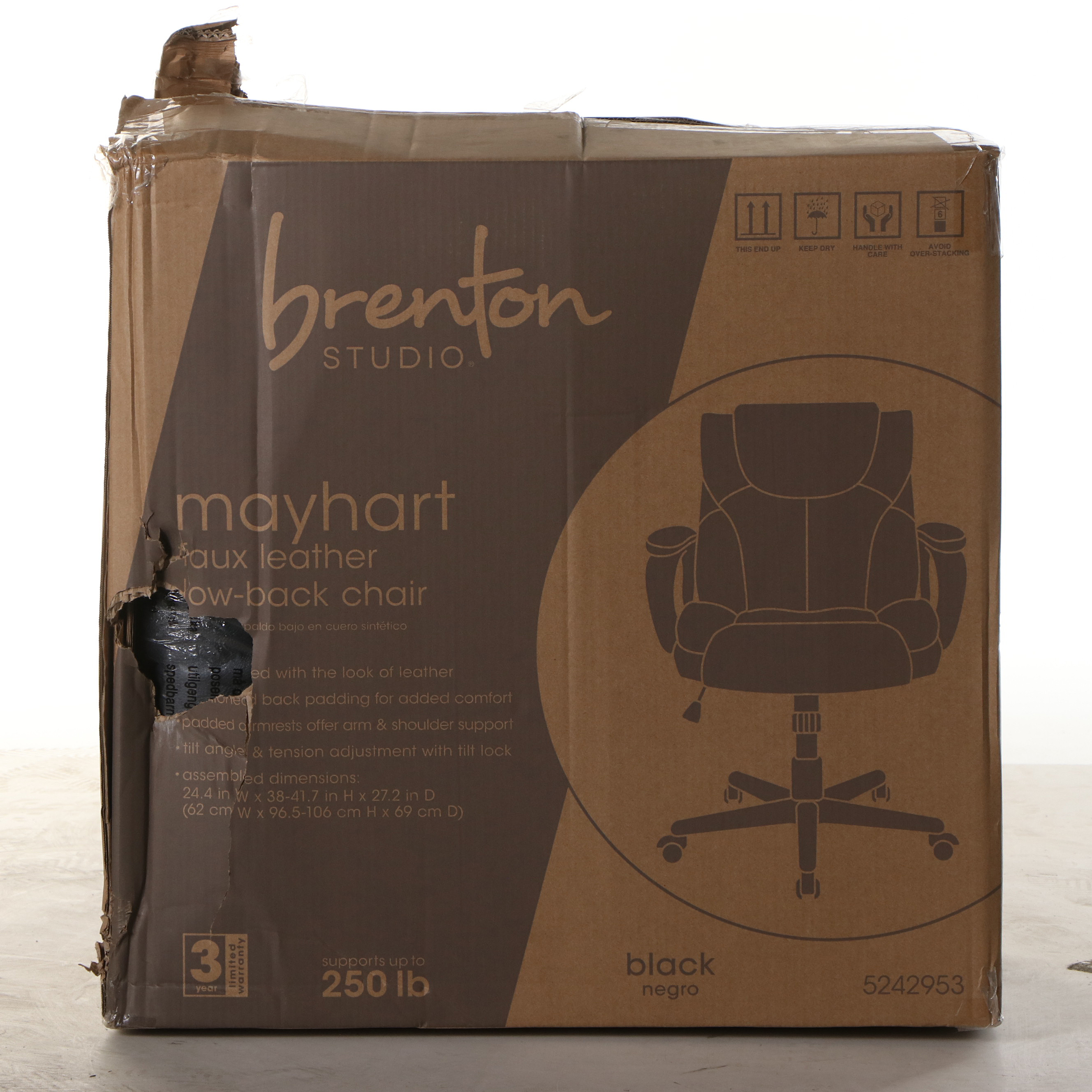 Brenton Studio "Mayhart" Black Faux Leather MidBack Chair EBTH