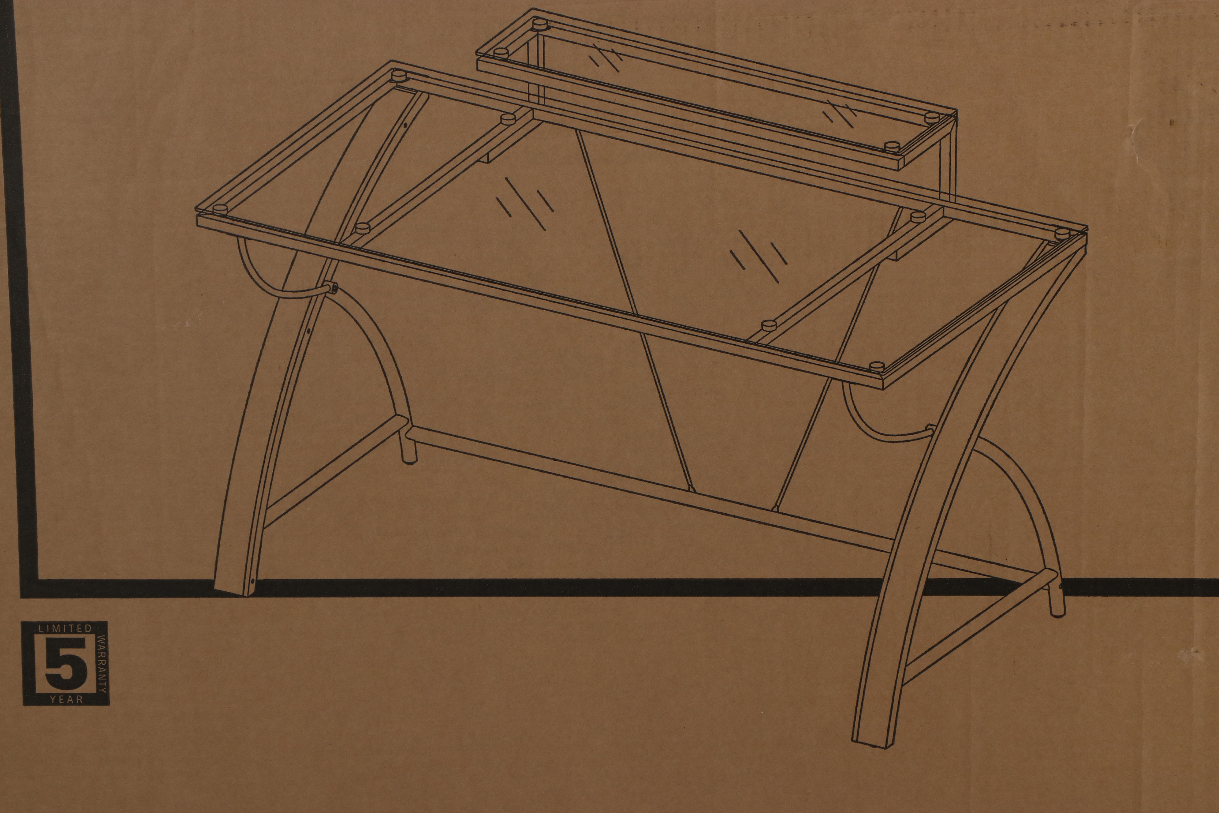 Realspace "Axley" Modern Style Metal Framed Computer Desk with Glass