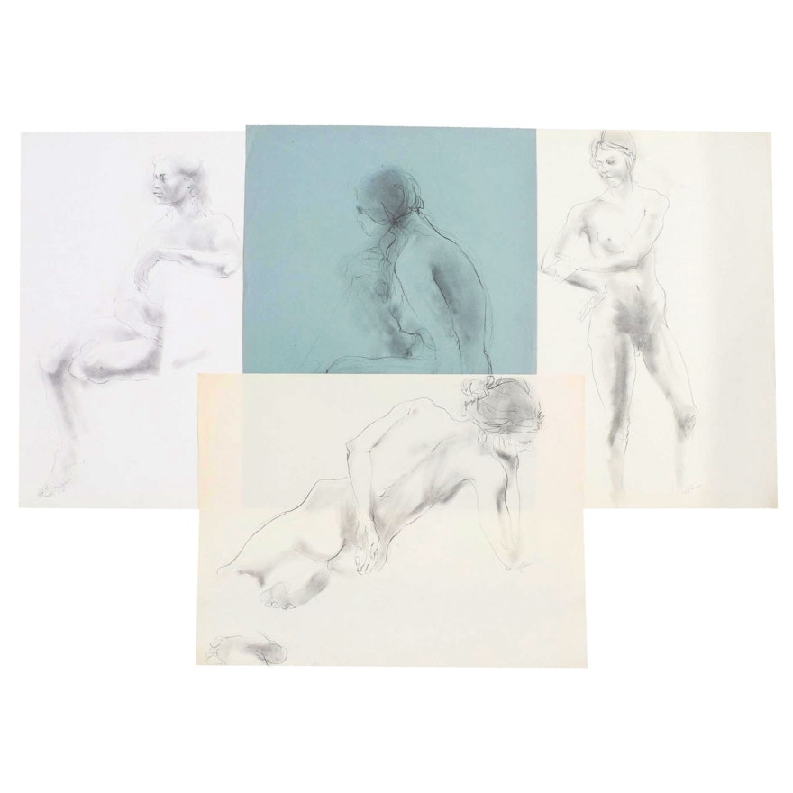 John Tuska Figure Study Graphite Drawings, Mid to Late 20th Century