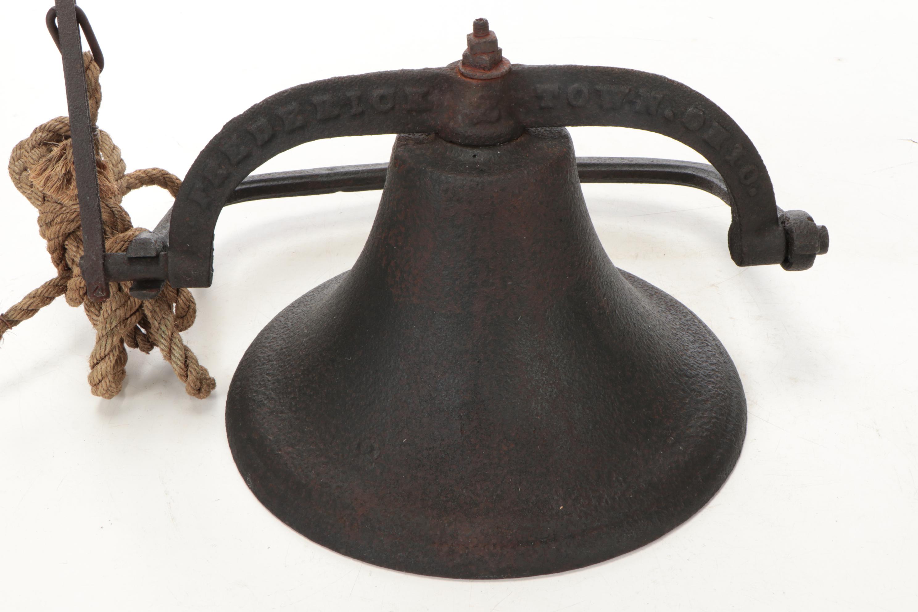 Fredericktown Bell Company Cast Iron Bell with Rope Pull, Late 19th