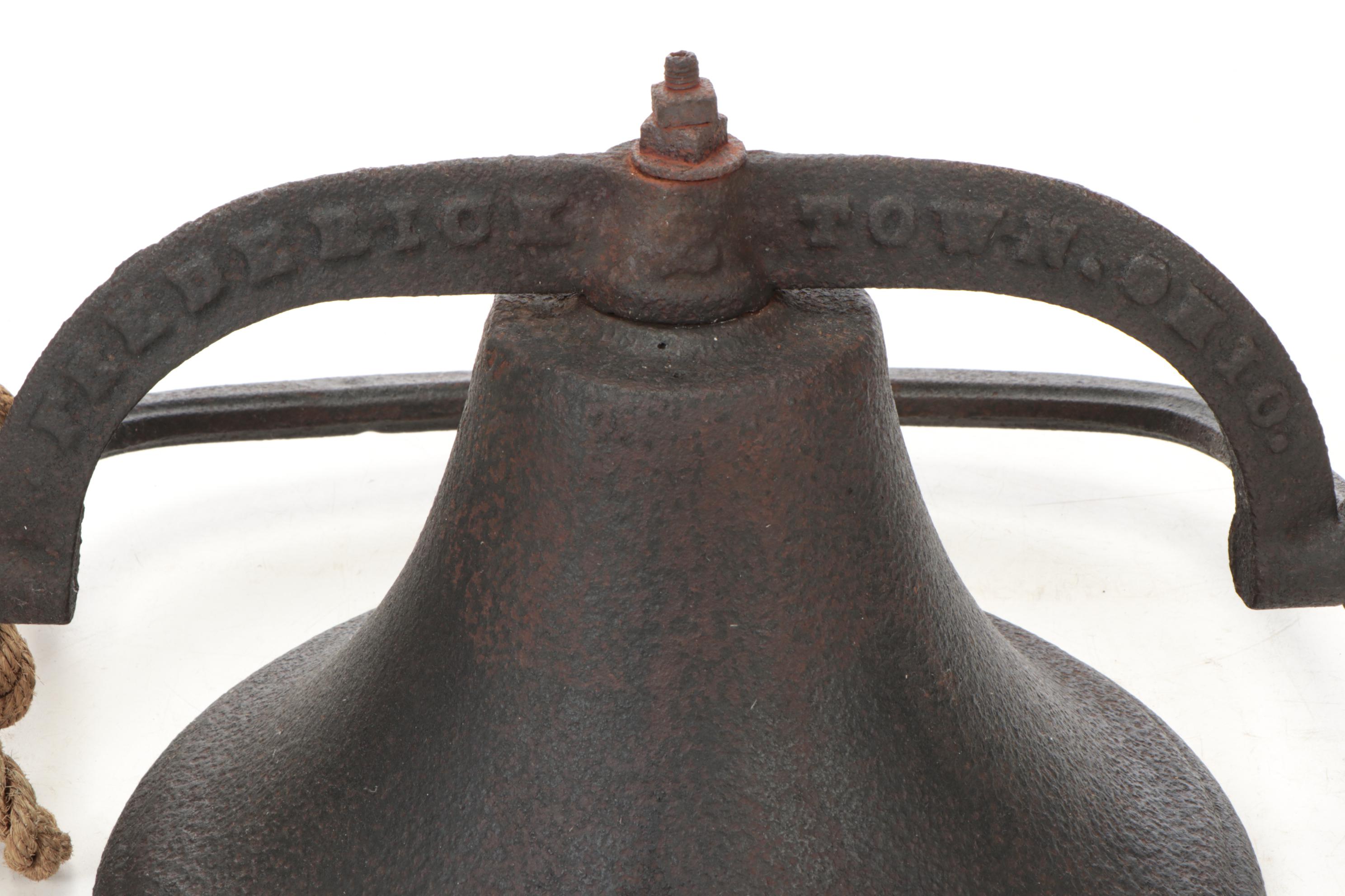Fredericktown Bell Company Cast Iron Bell with Rope Pull, Late 19th