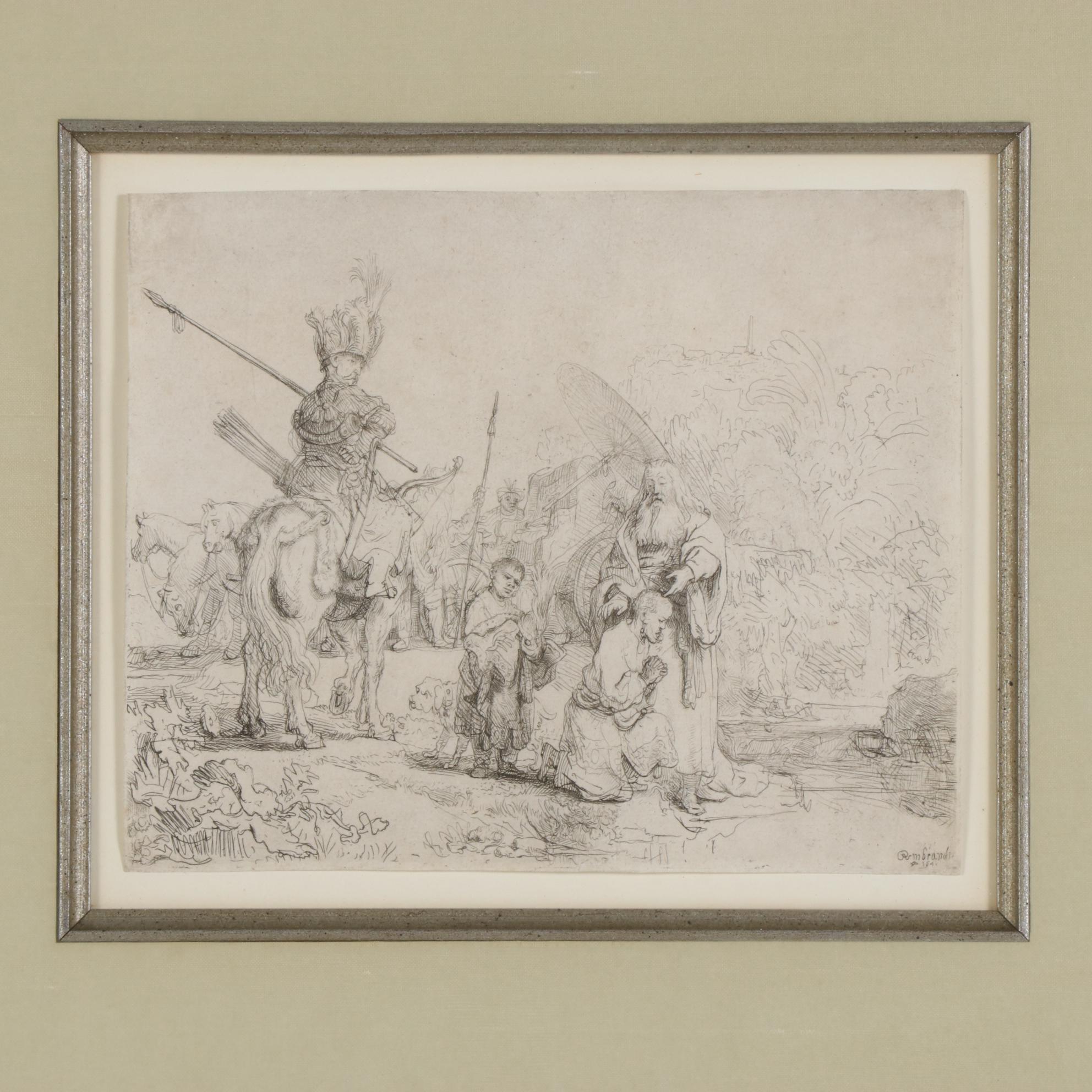 Rembrandt van Rijn Restrike Etching "The Baptism of the Eunuch" EBTH