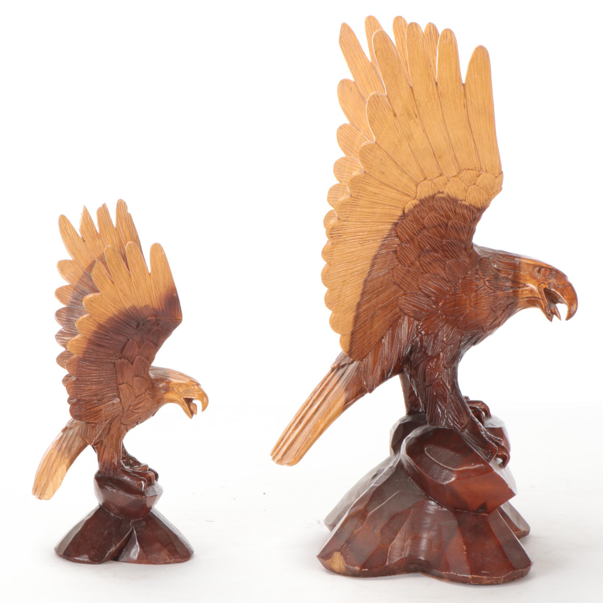 HandCarved Wooden Bald Eagle Figurines EBTH