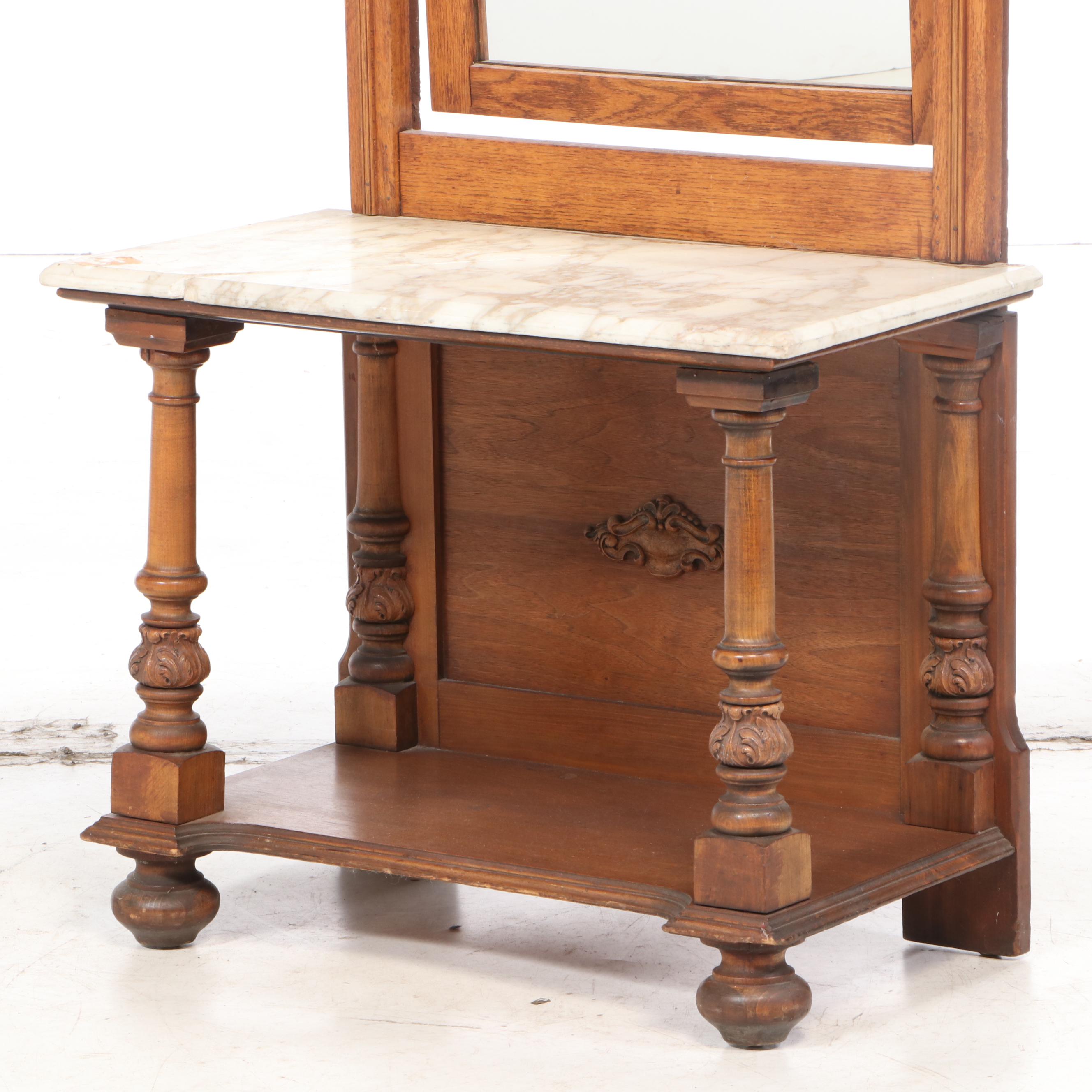 Marble Top Hall Table and Mirror with Adapted SparksWithington Radio