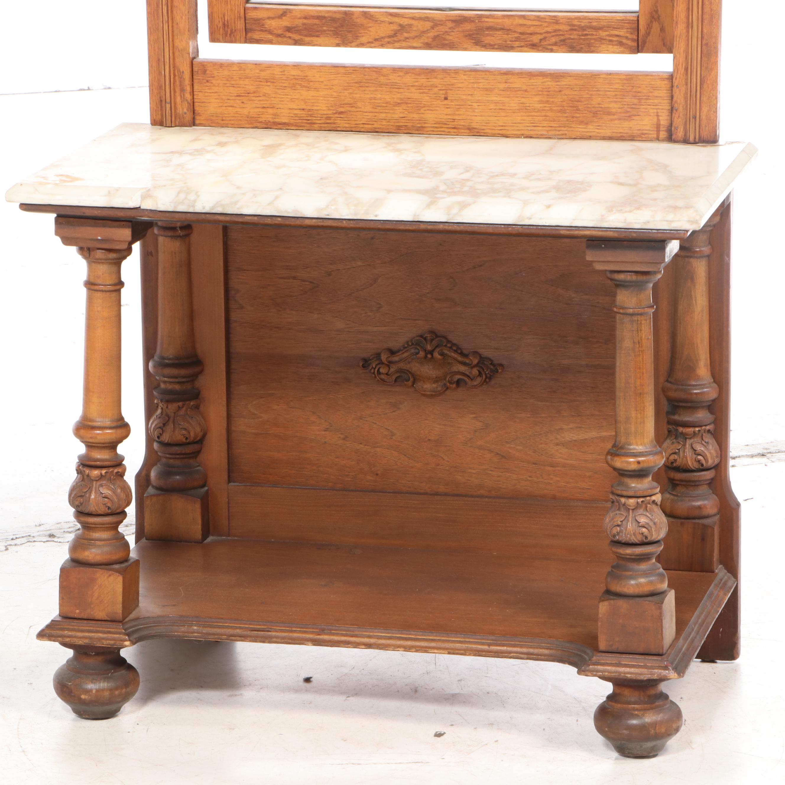 Marble Top Hall Table and Mirror with Adapted SparksWithington Radio