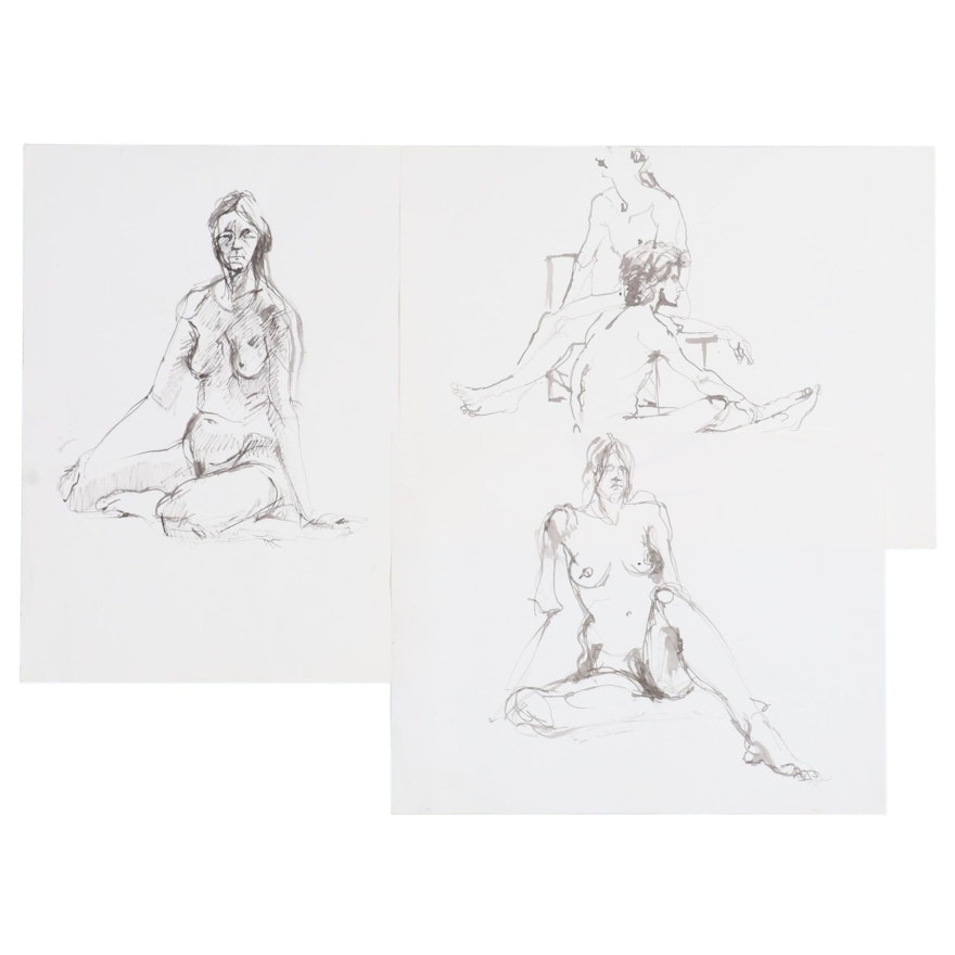 John Tuska Figural Nude Ink Drawings