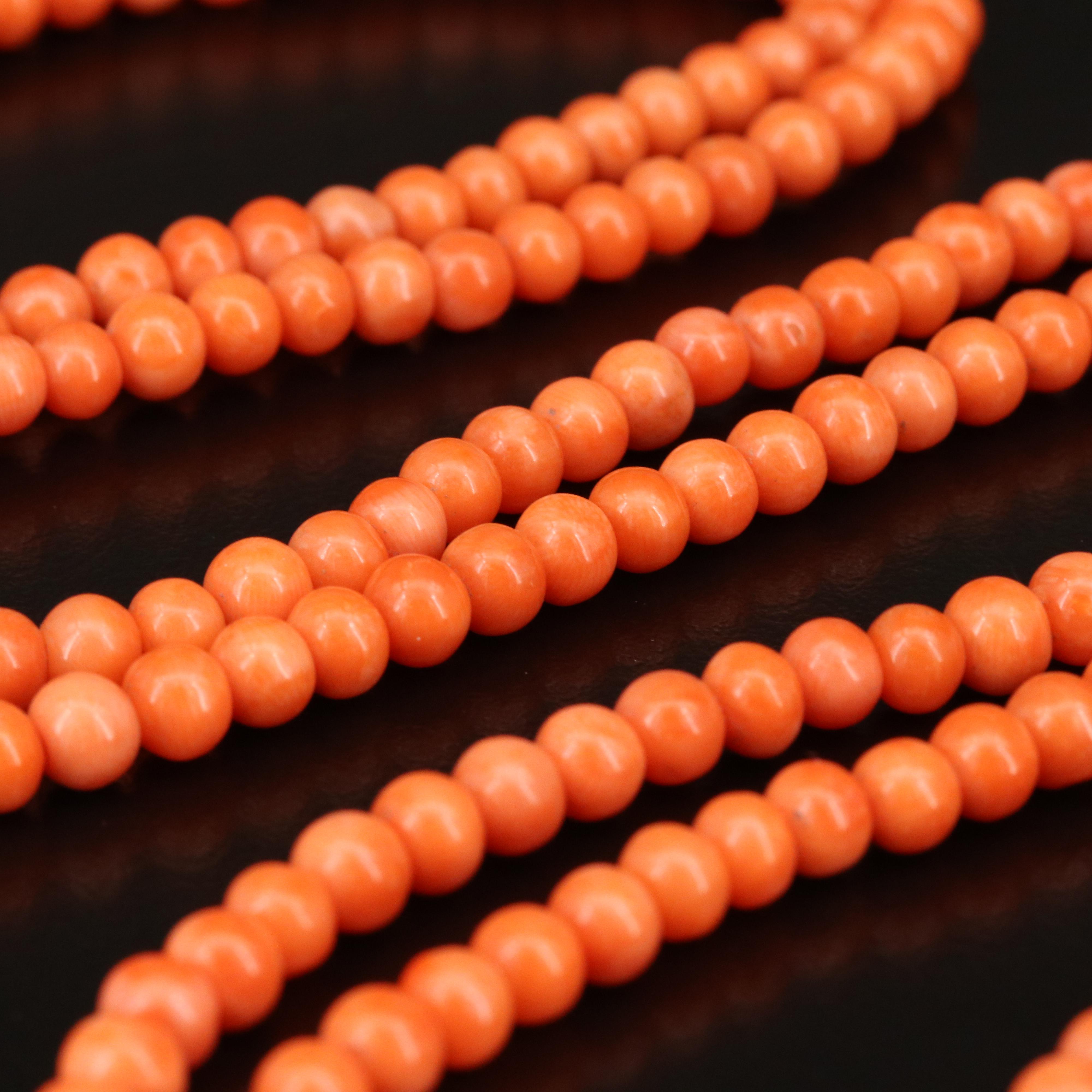 Continuous Coral Bead Necklace EBTH