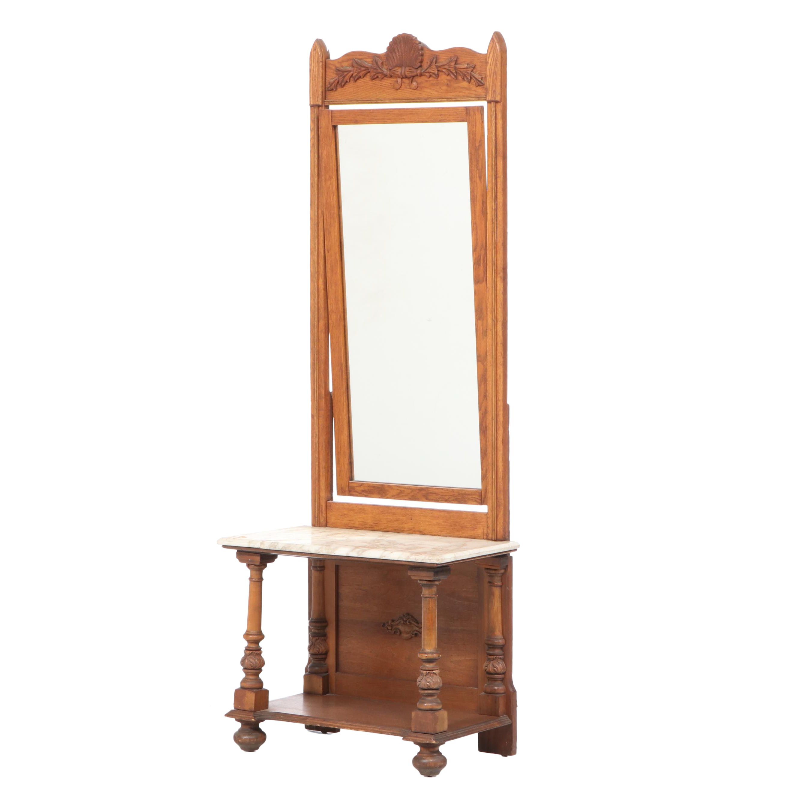 Marble Top Hall Table and Mirror with Adapted SparksWithington Radio