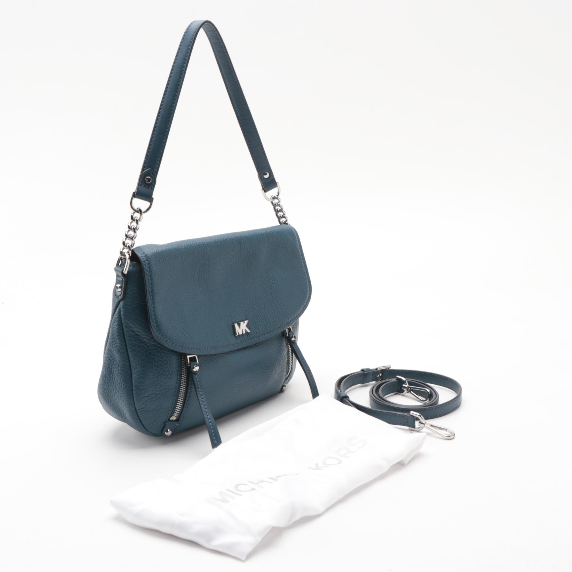 MICHAEL Michael Kors Evie Shoulder Bag in Blue Pebbled Leather EBTH