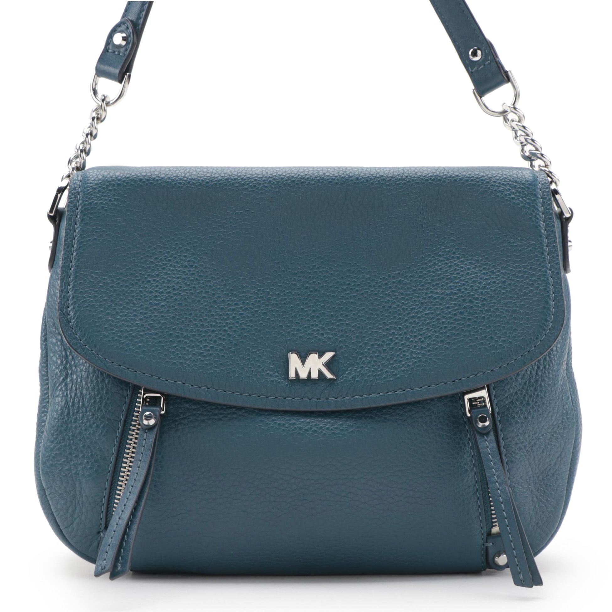 MICHAEL Michael Kors Evie Shoulder Bag in Blue Pebbled Leather EBTH