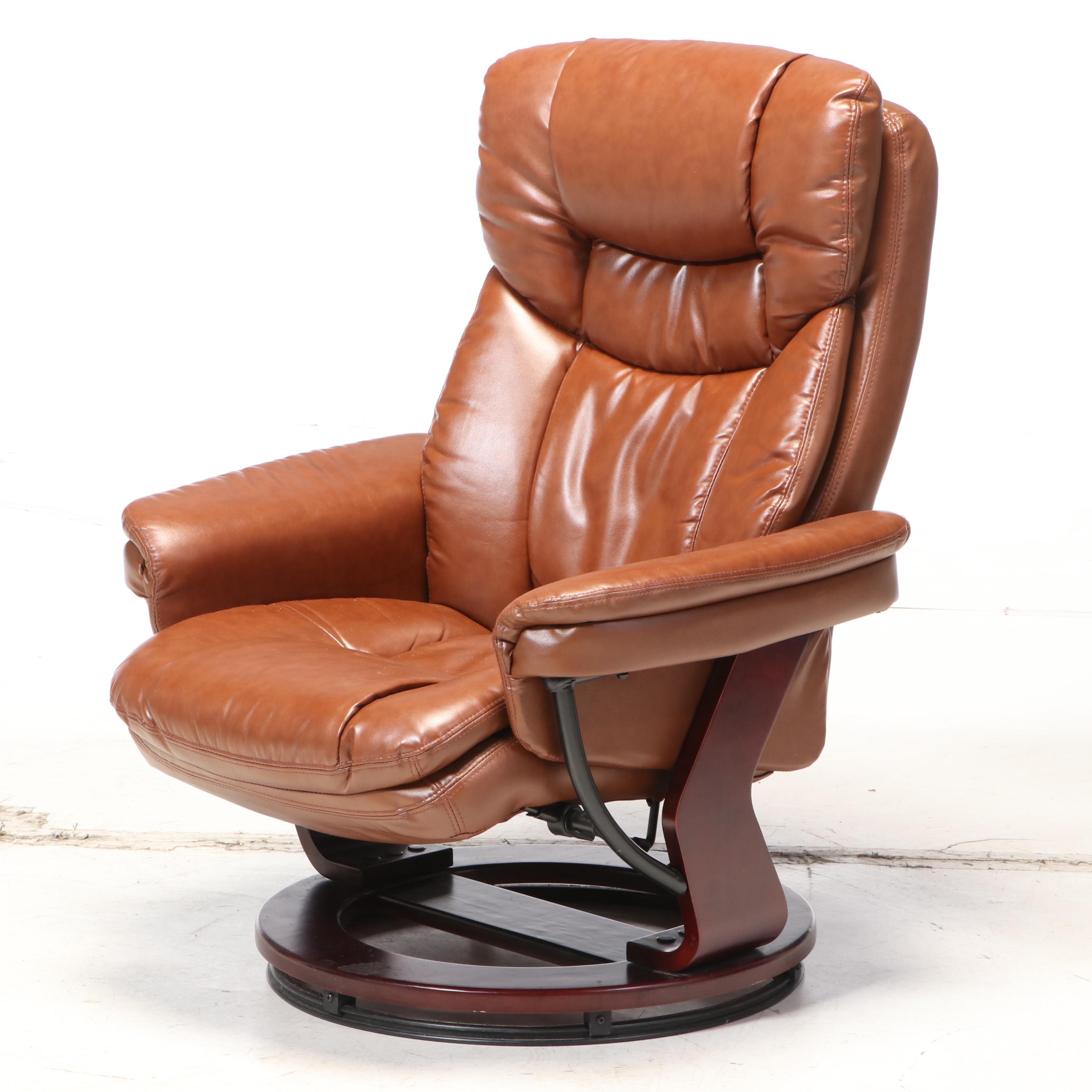 Belnick Inc. FauxLeather Swivel Recliner and Ottoman EBTH