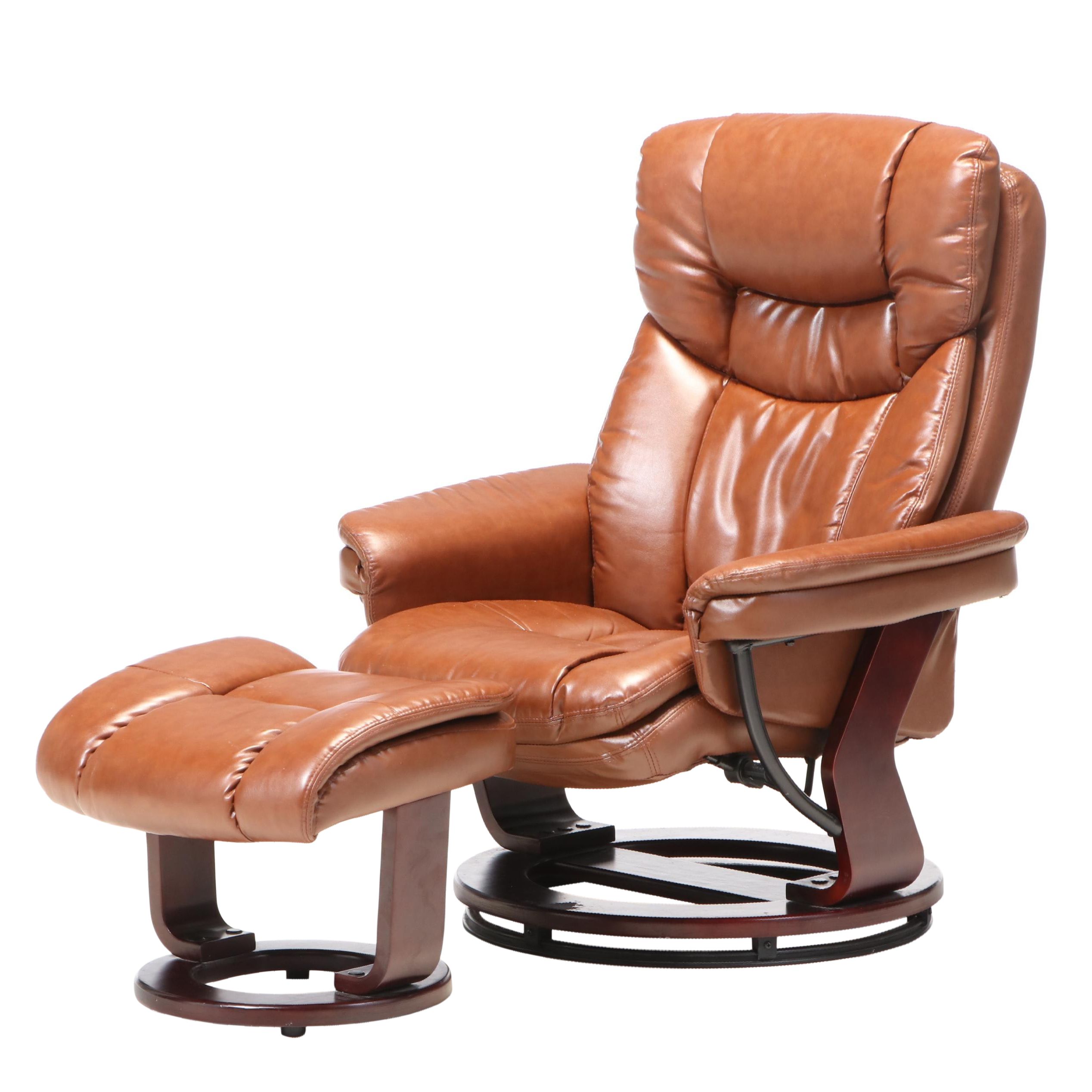 Belnick Inc. FauxLeather Swivel Recliner and Ottoman EBTH