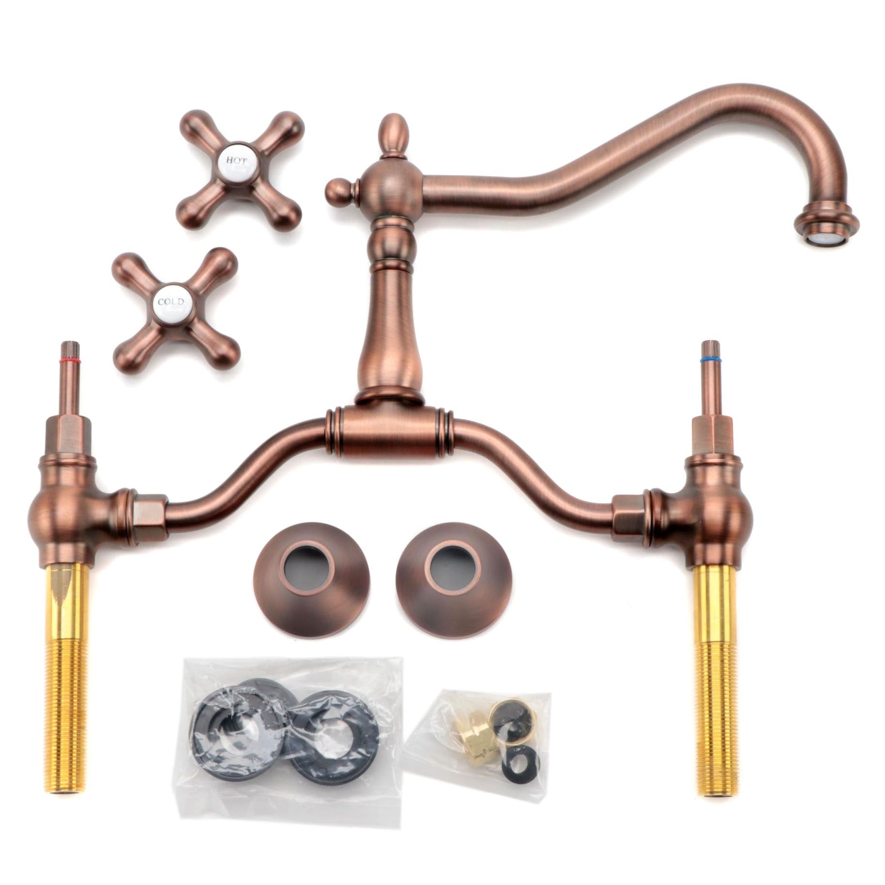 Elnora Bridge Oil Rubbed Bronzed Finish Bathroom Faucet with Cross