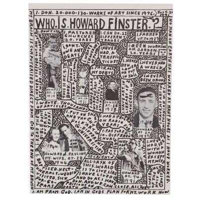 Lithograph after Howard Finster "Who is Howard Finster?" Circa 1991
