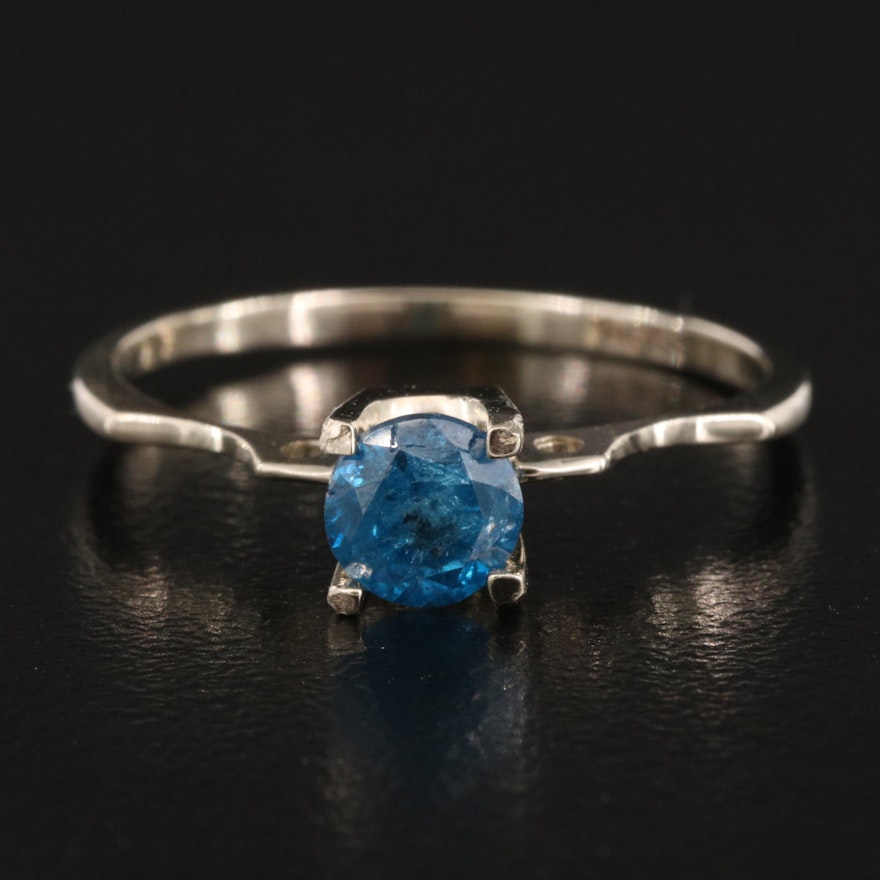 14K 0.66 CT Blue Diamond Solitaire Ring
