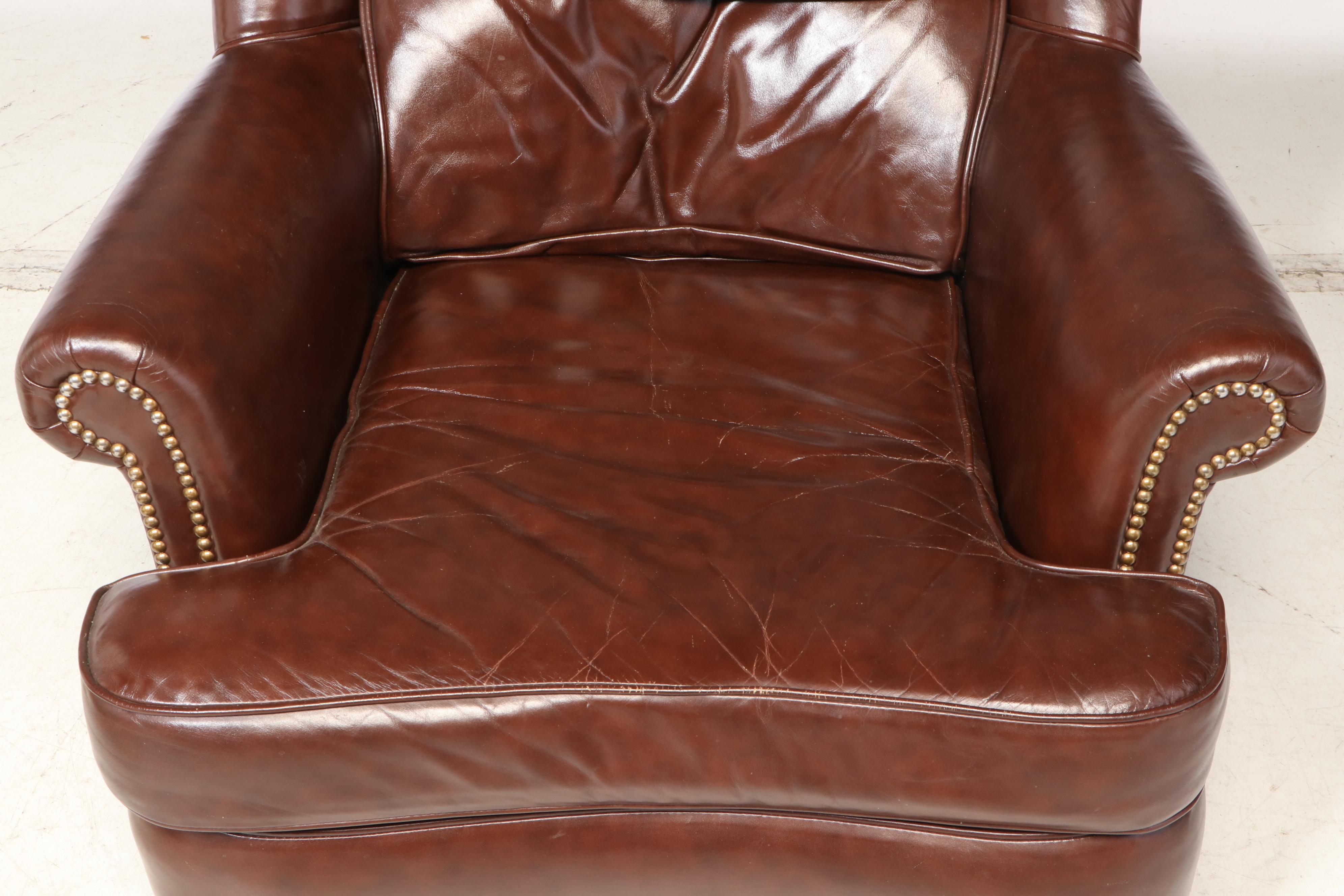 Distinction Furniture Bonded Leather Club Chair and Ottoman EBTH
