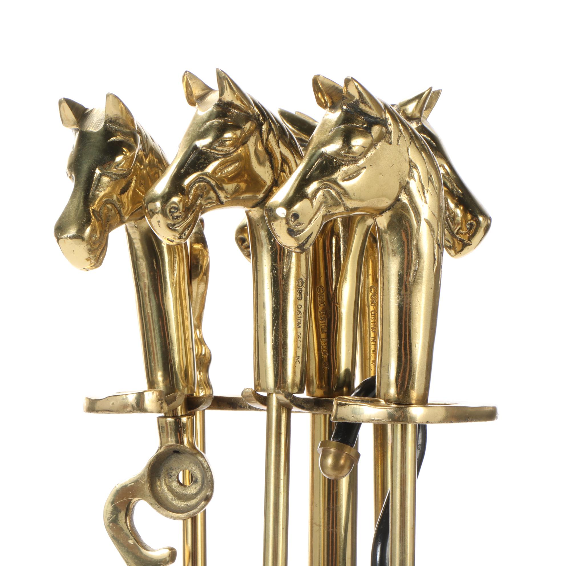 Custom Decor Inc. "Windcurrent Collection" Brass Horse Head Fireplace