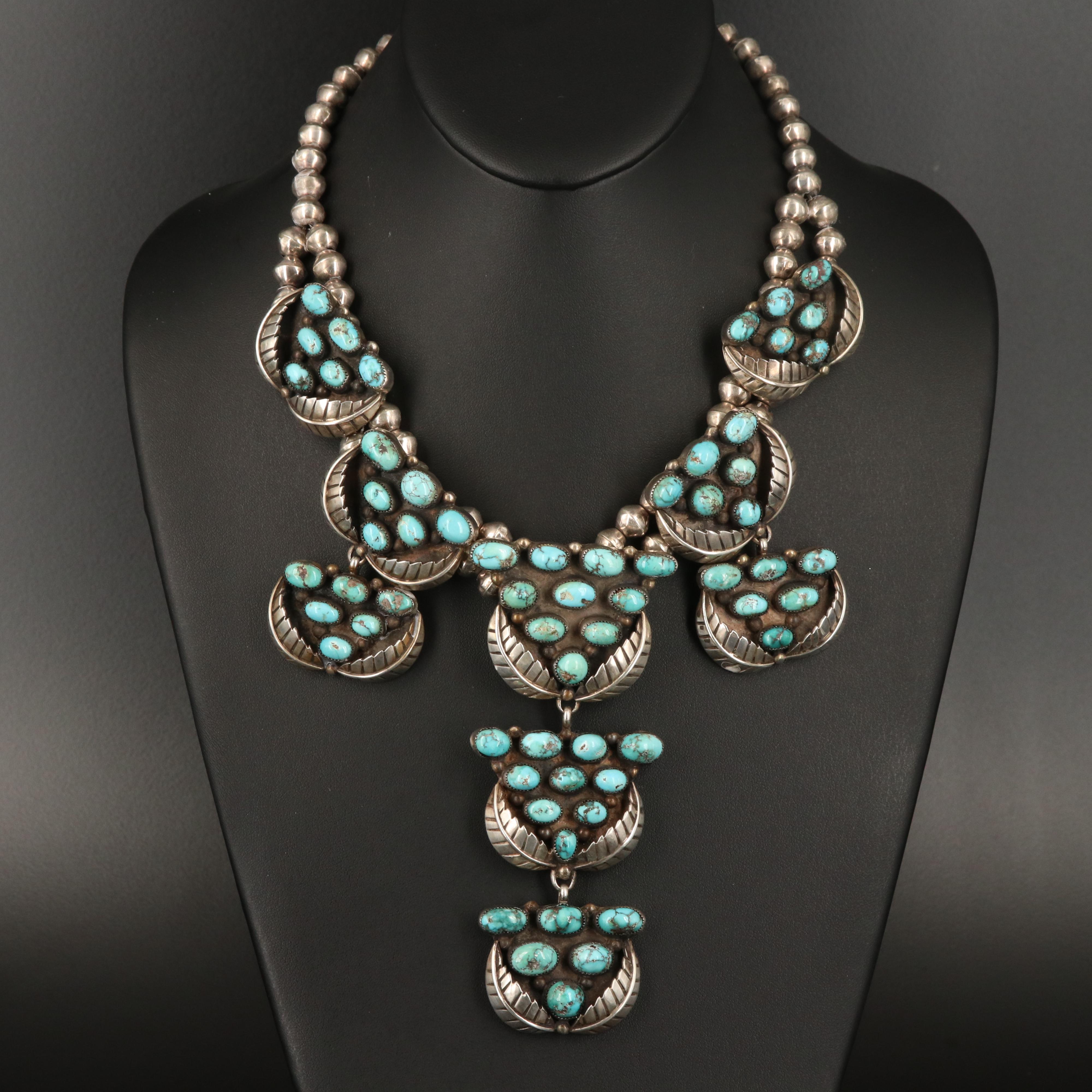 Pat Chee Navajo Diné Sterling Silver Turquoise Necklace | EBTH