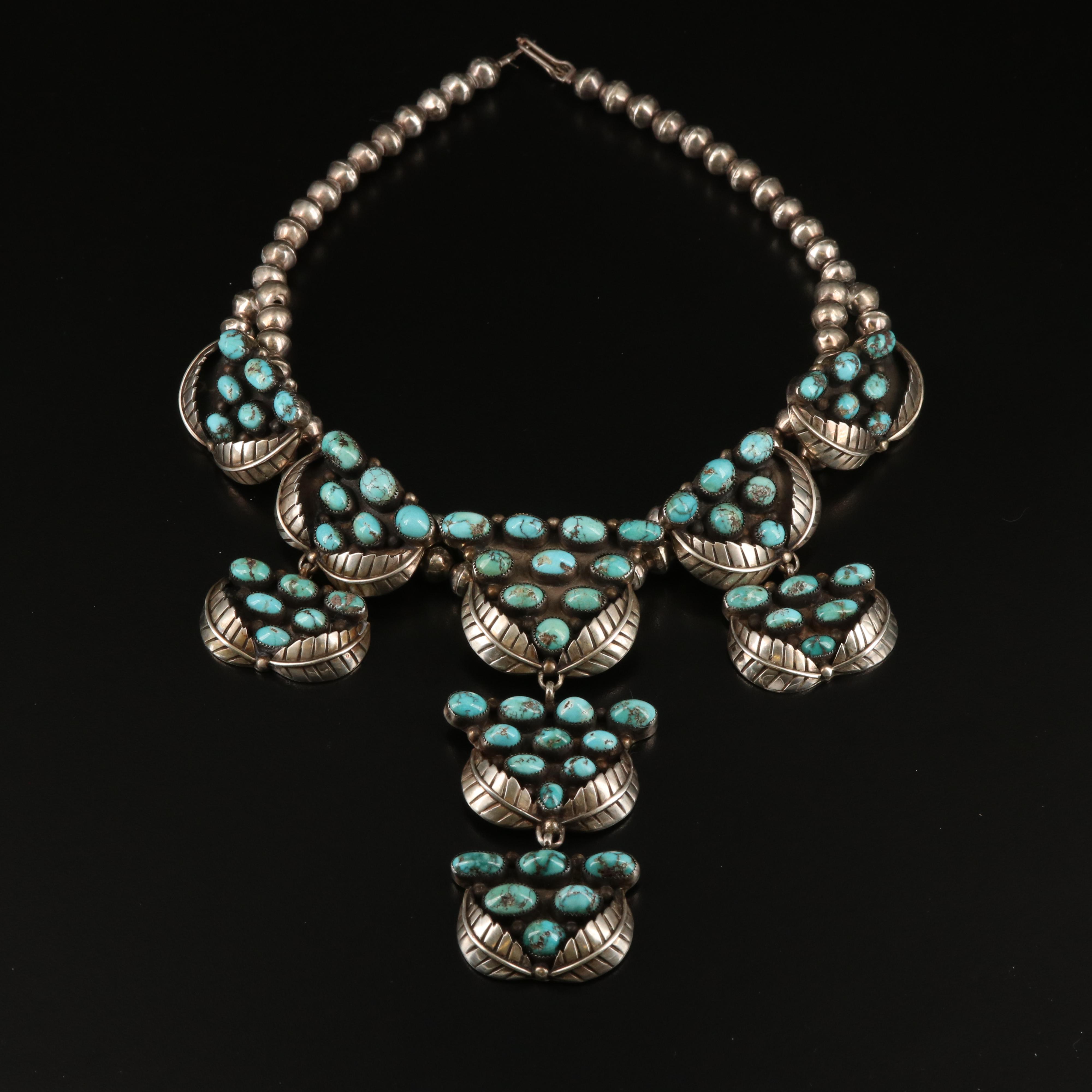 Pat Chee Navajo Diné Sterling Silver Turquoise Necklace | EBTH