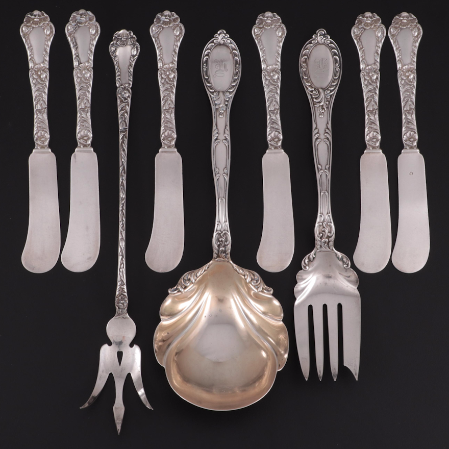 Gorham "Old Colony" Sterling Silver Berry Spoon, Serving Fork and Other Utensils