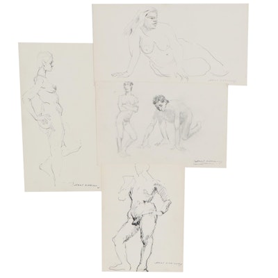 Saul Lishinsky Figural Ink and Graphite Drawings, Late 20th Century