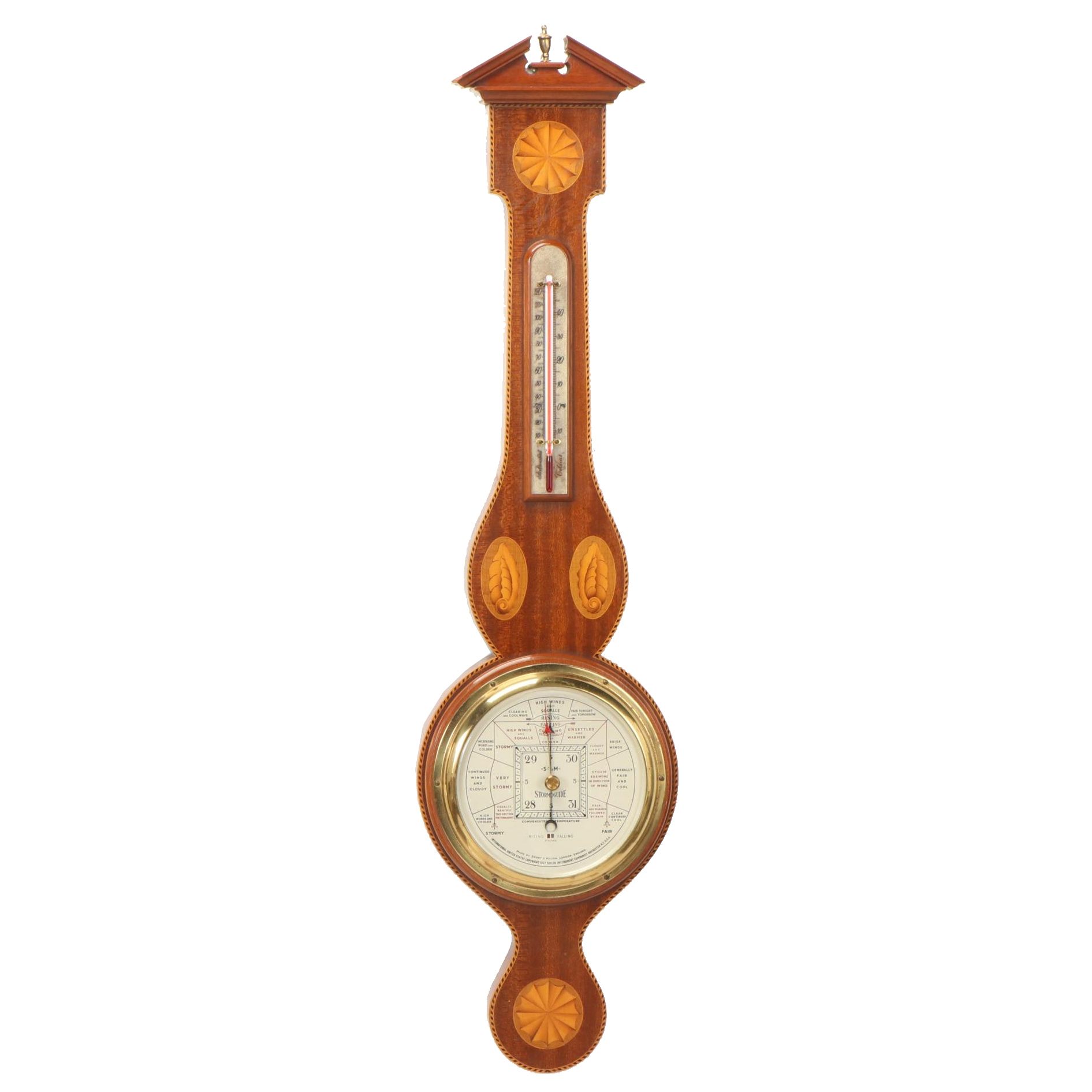 Short & Mason "Stormoguide" ThermometerBarometer in Marquetry Banjo