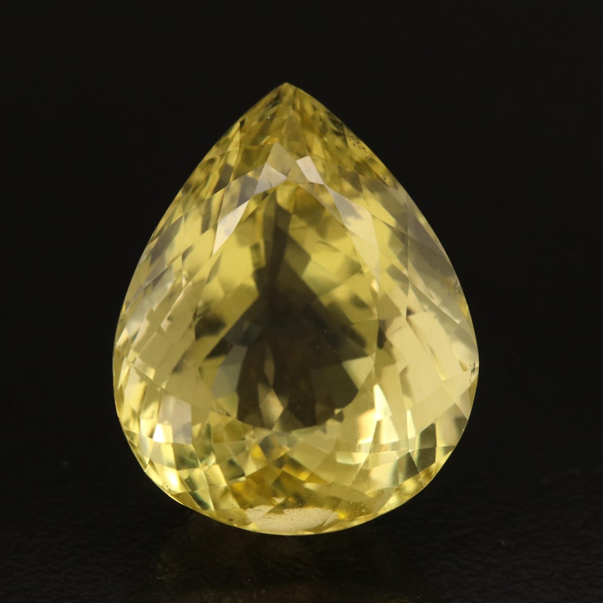 Loose 30.54 CT Pear Faceted Citrine