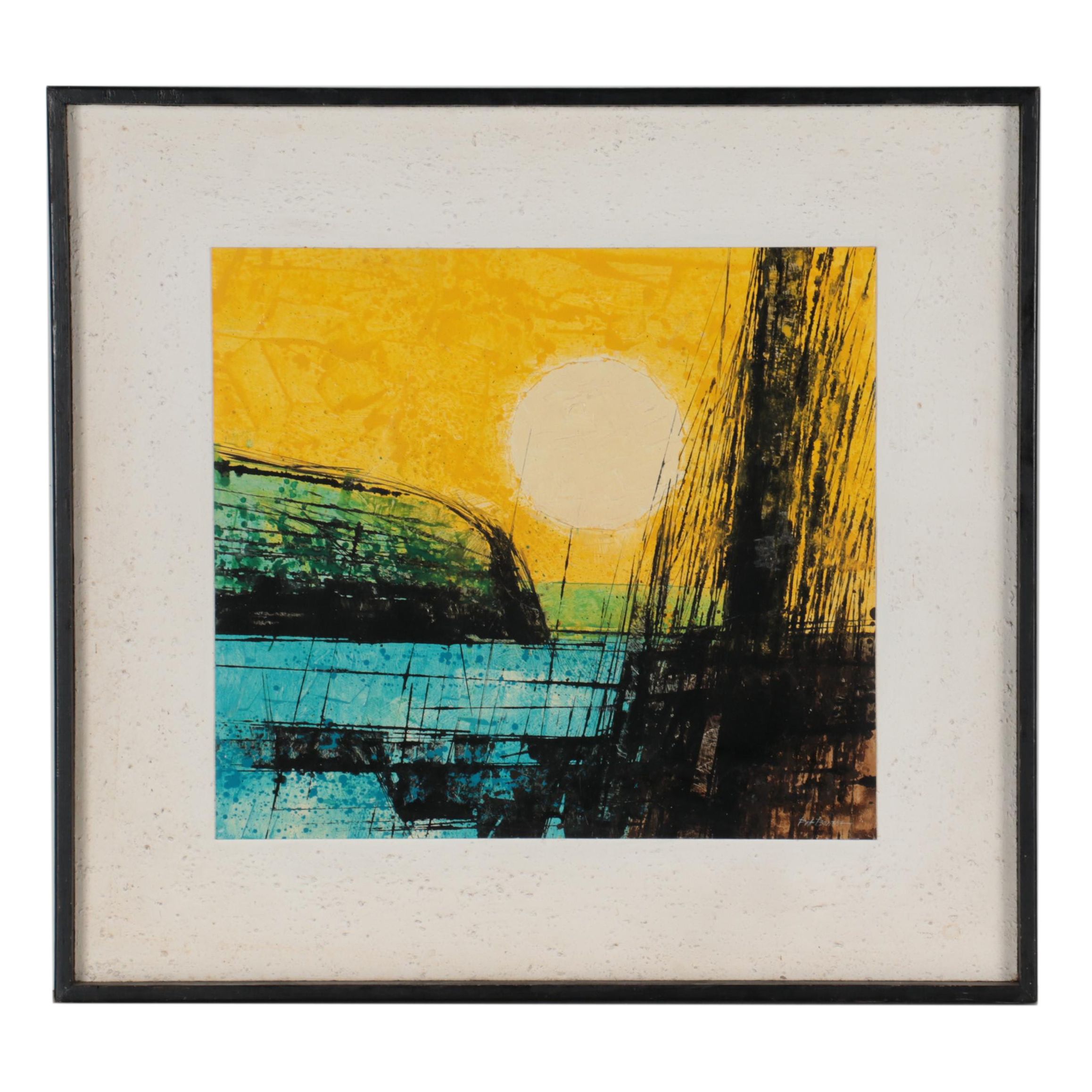 Pat Bowers Abstract Mixed Media Painting, Late 20th Century EBTH