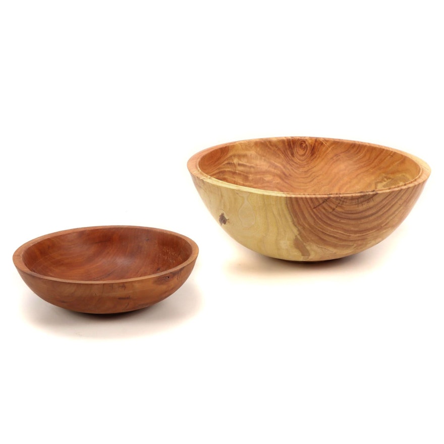 Jim Eliopulos Turned Cherry and Locust Wood Bowls
