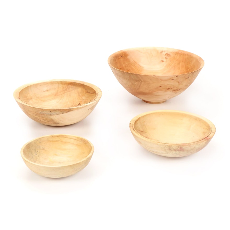 Jim Eliopulos Turned Box Elder, Willow Burl, and Maple Bowls