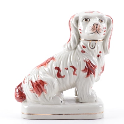 Staffordshire Ceramic Rust Colored Spaniel, Early 20th Century