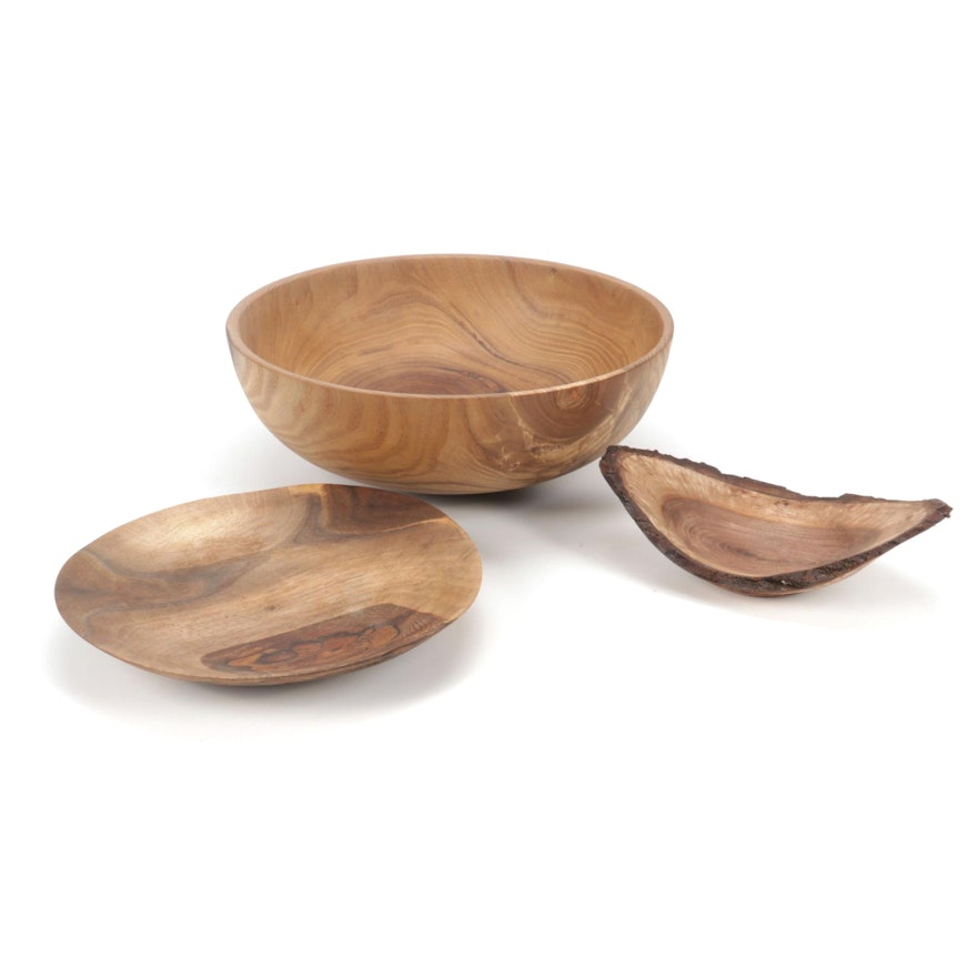 Jim Eliopulos Turned Live Edge and Other Walnut Wood Bowls